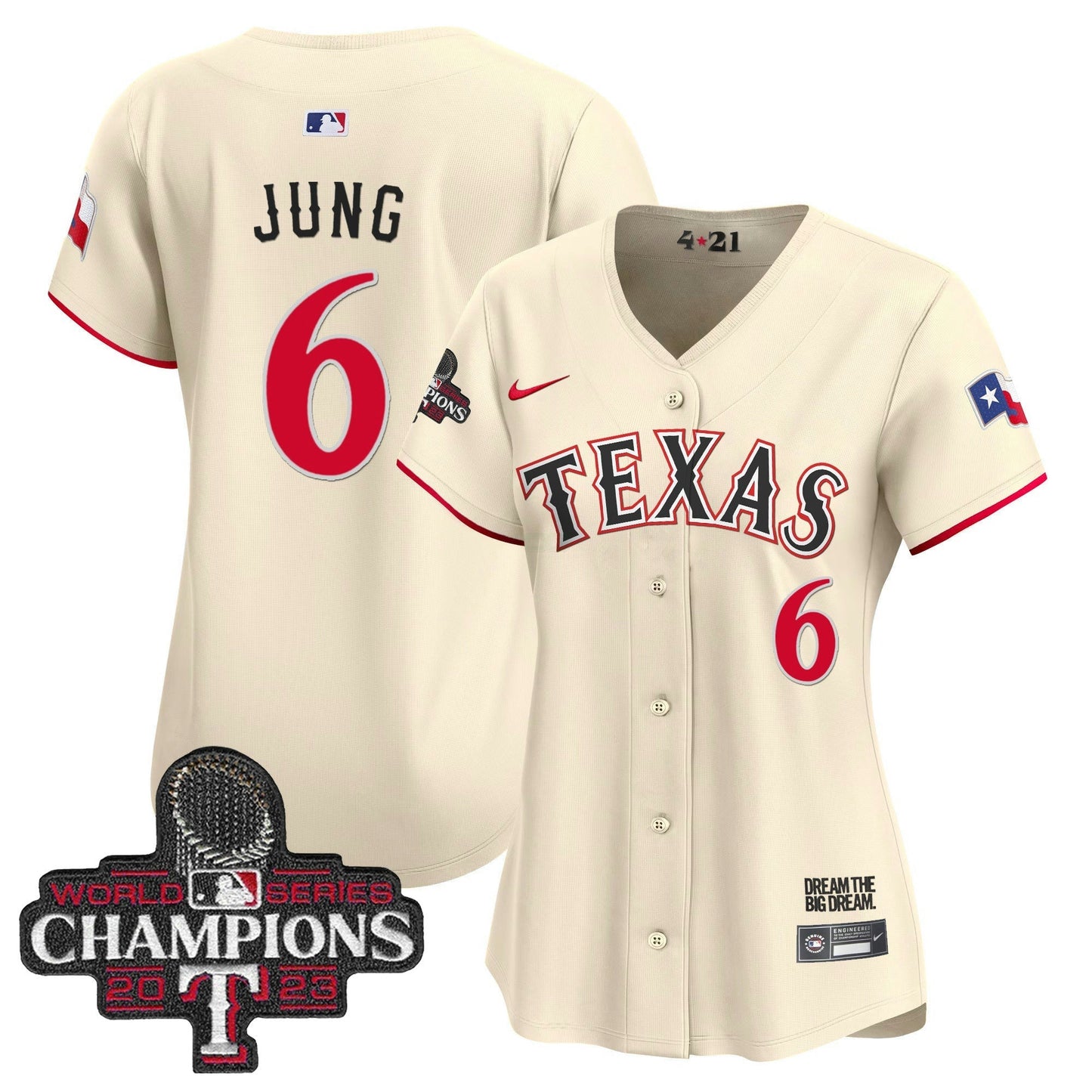 Camisa MLB Women’s Texas 2023 World Series Champions City Connect Vapor Premier Limited Jersey