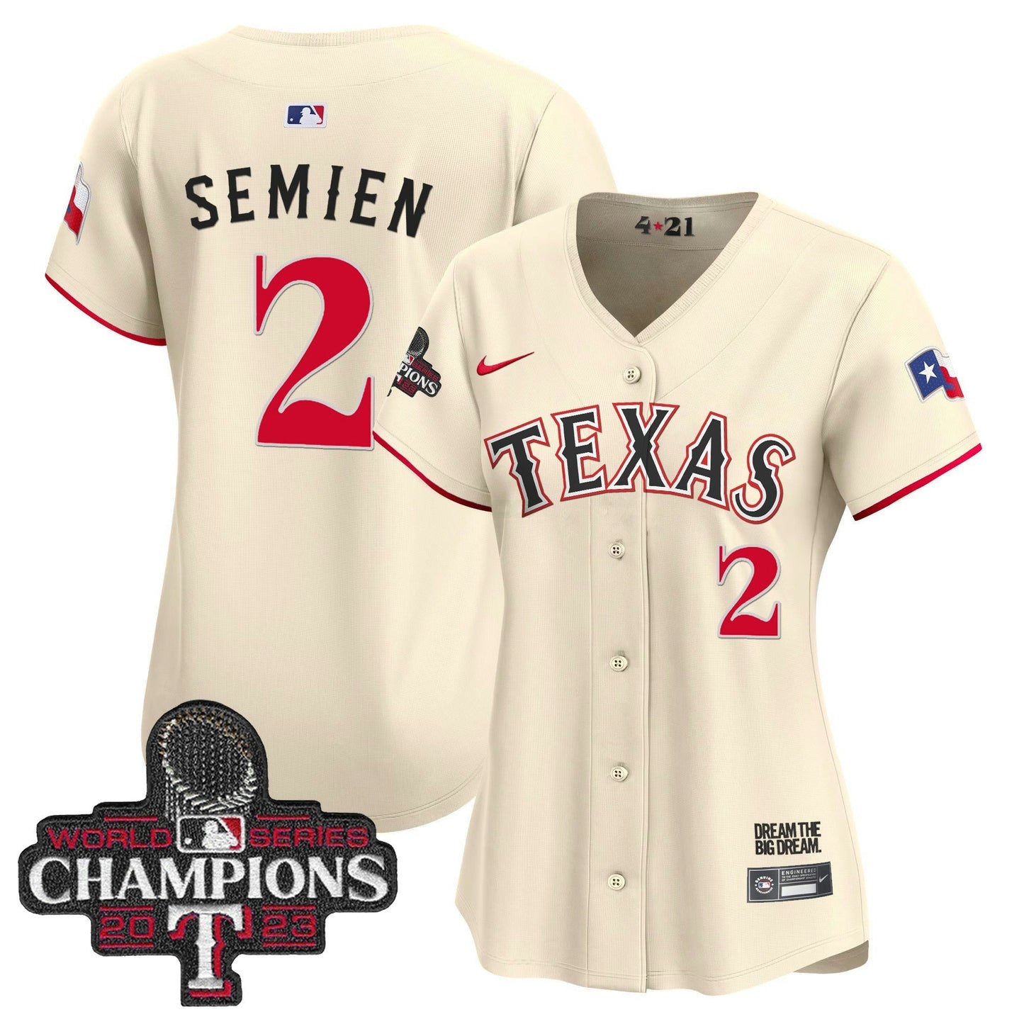 Camisa MLB Women’s Texas 2023 World Series Champions City Connect Vapor Premier Limited Jersey