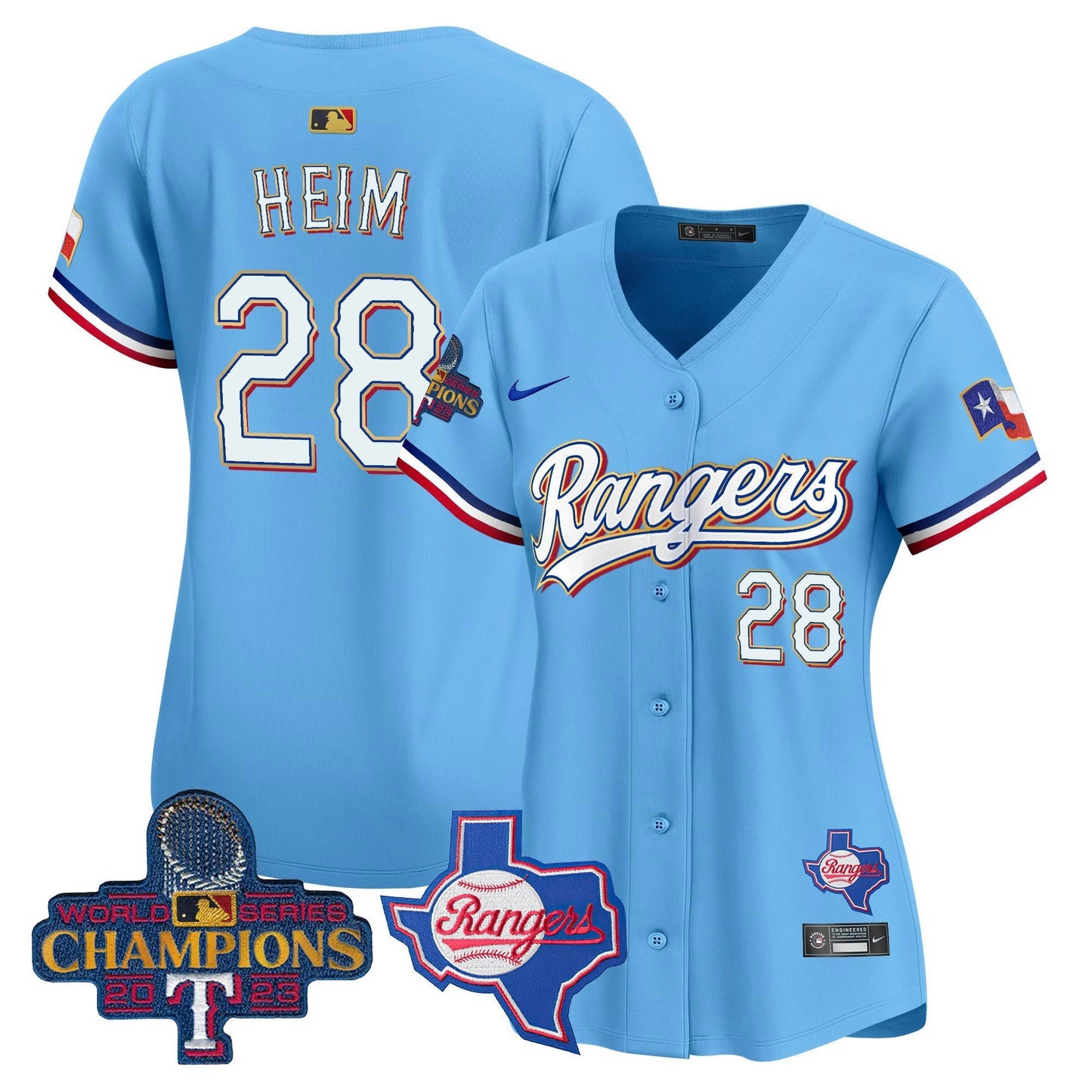 Camisa MLB Women’s Texas 2023 World Series Champions Dourada Trim Vapor Premier Limited Jersey V2