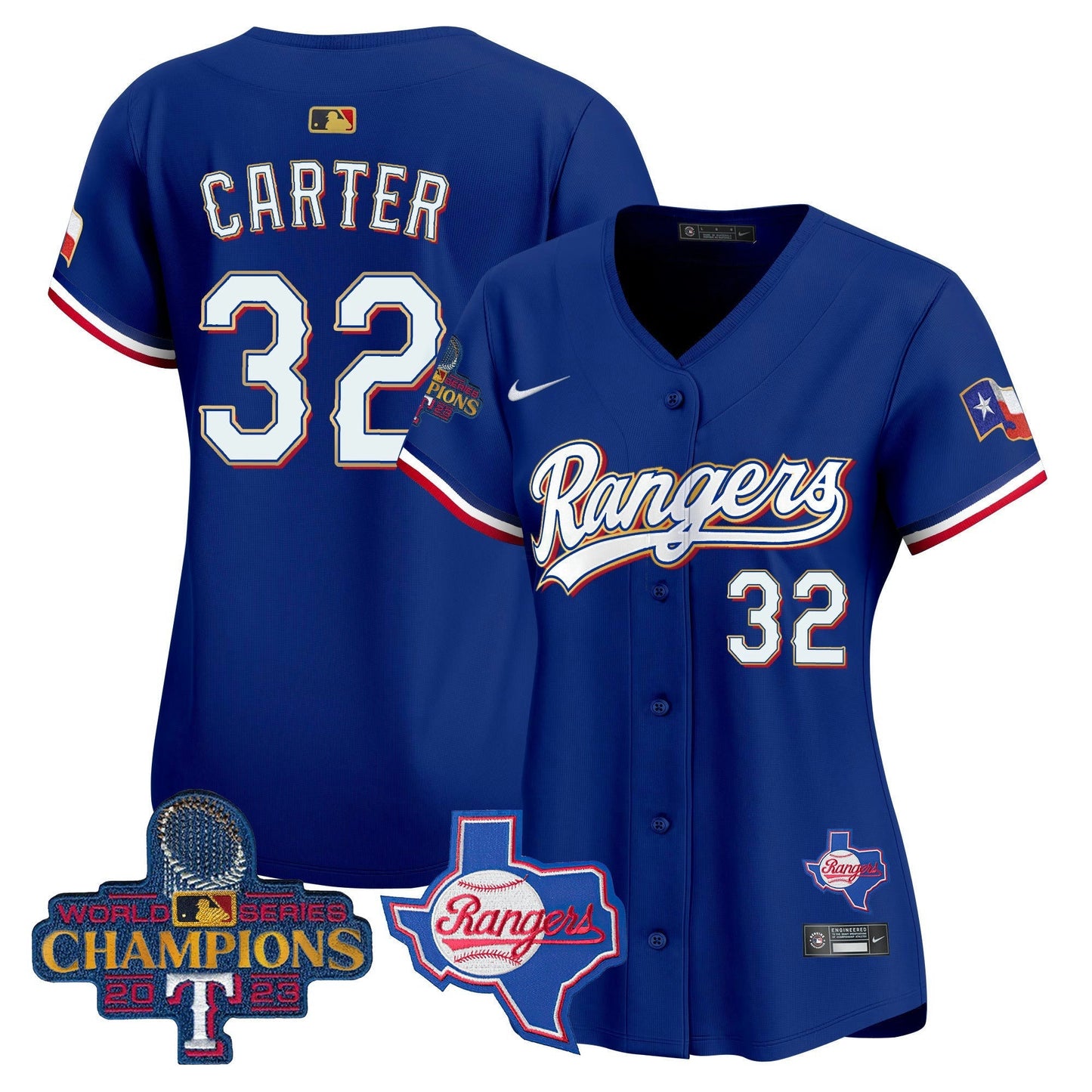 Camisa MLB Women’s Texas 2023 World Series Champions Dourada Trim Vapor Premier Limited Jersey V2