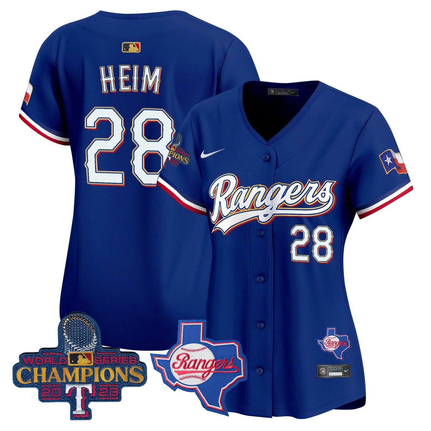Camisa MLB Women’s Texas 2023 World Series Champions Dourada Trim Vapor Premier Limited Jersey V2