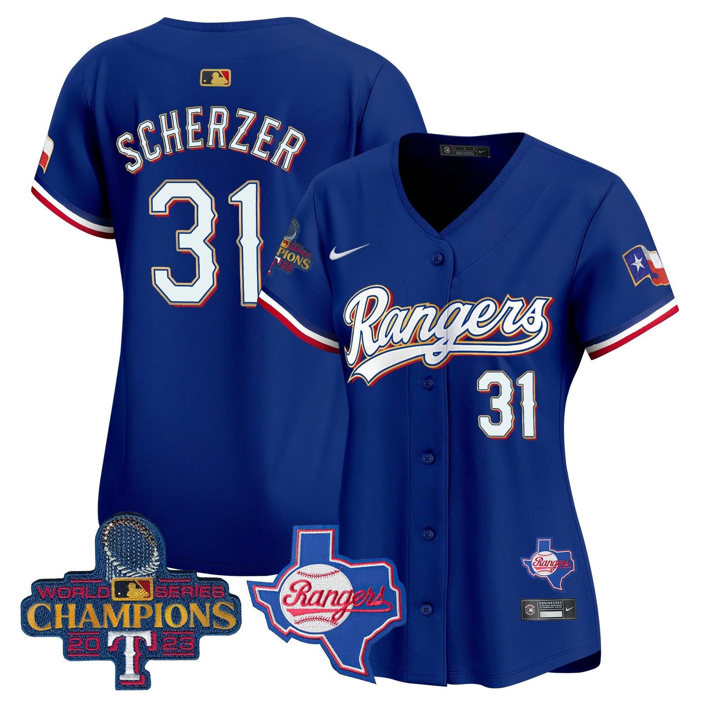 Camisa MLB Women’s Texas 2023 World Series Champions Dourada Trim Vapor Premier Limited Jersey V2