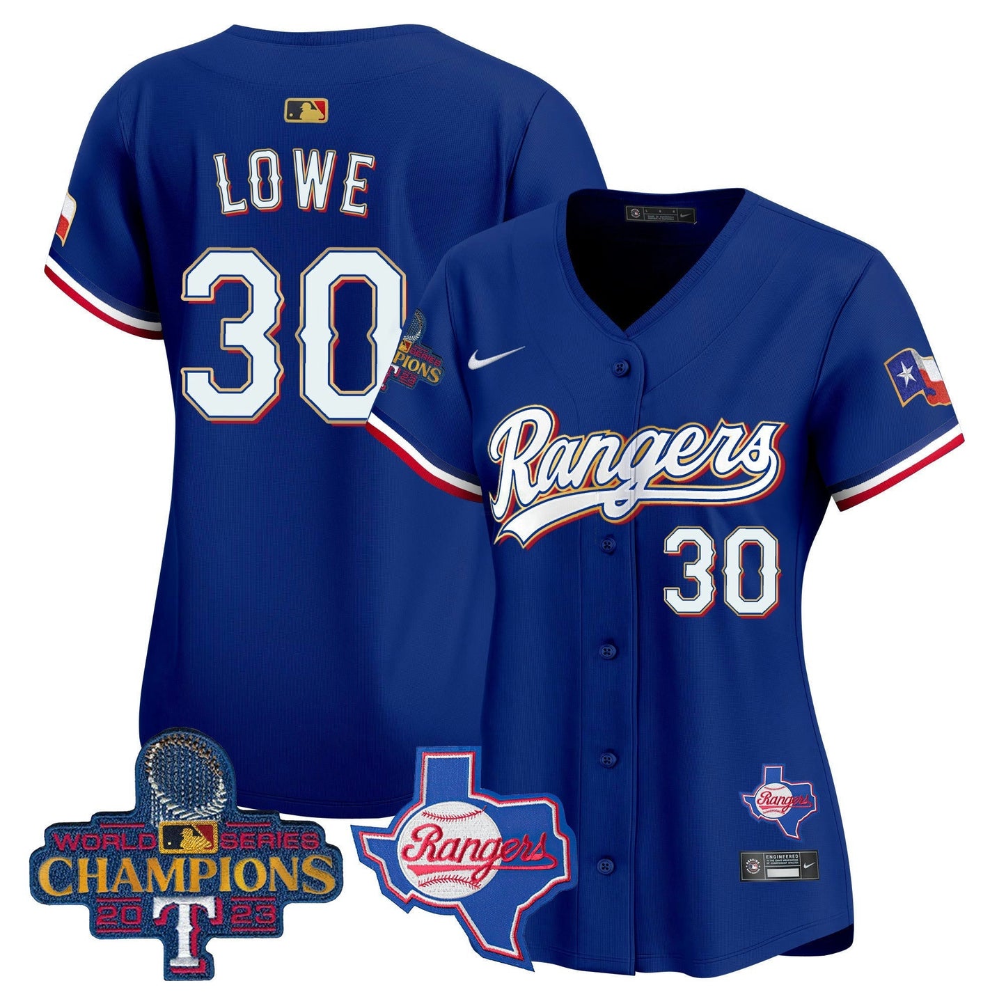 Camisa MLB Women’s Texas 2023 World Series Champions Dourada Trim Vapor Premier Limited Jersey V2