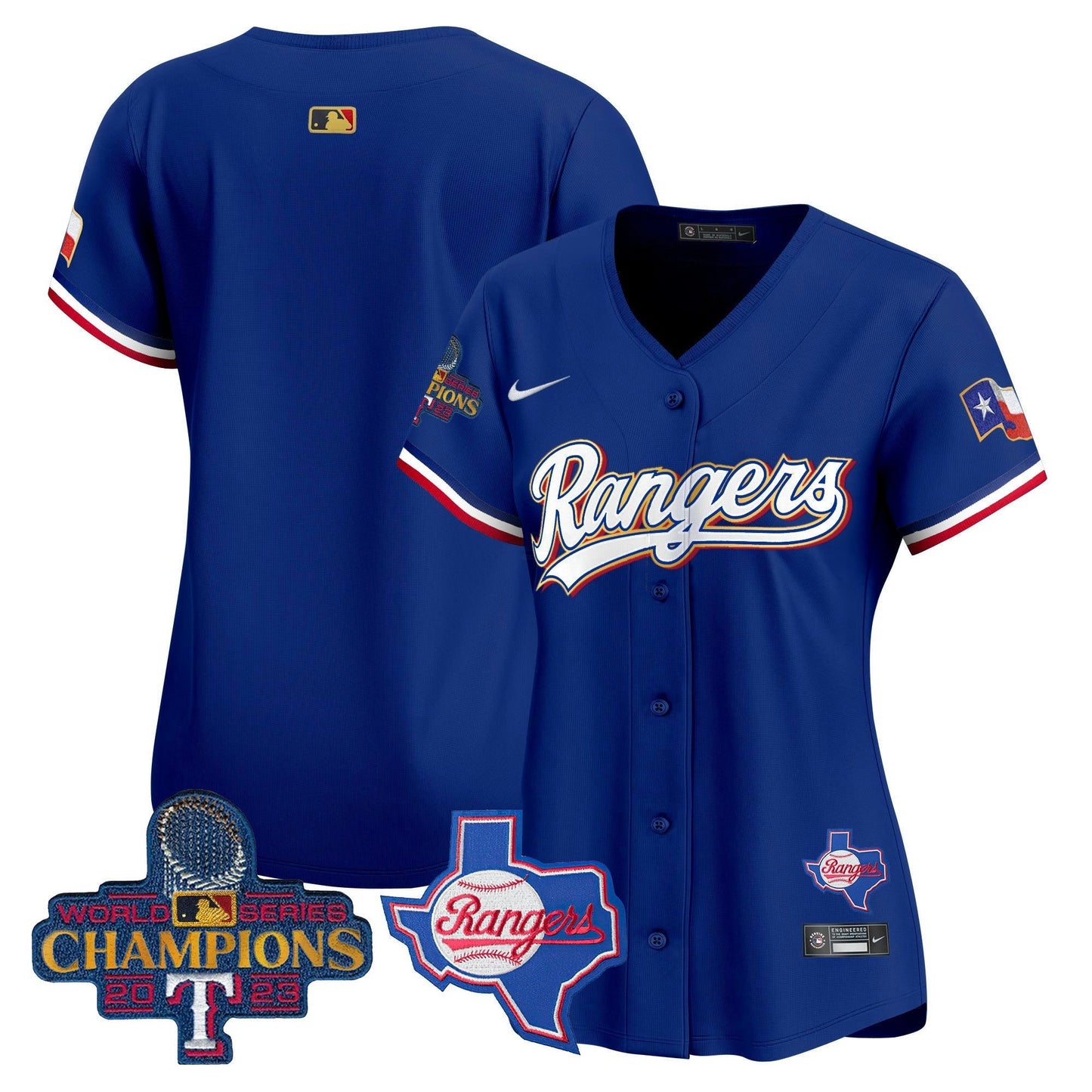 Camisa MLB Women’s Texas 2023 World Series Champions Dourada Trim Vapor Premier Limited Jersey V2