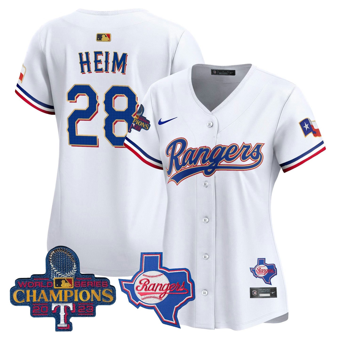 Camisa MLB Women’s Texas 2023 World Series Champions Dourada Trim Vapor Premier Limited Jersey V2