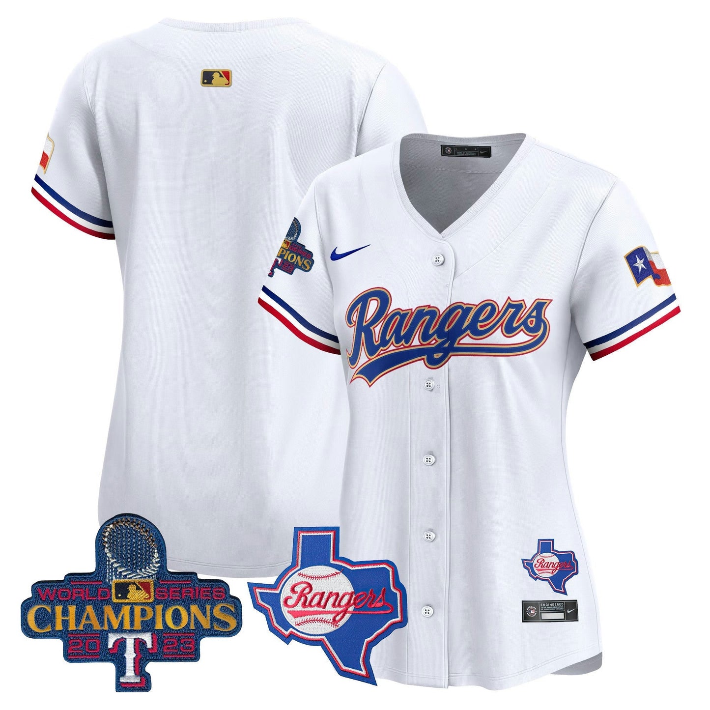 Camisa MLB Women’s Texas 2023 World Series Champions Dourada Trim Vapor Premier Limited Jersey V2