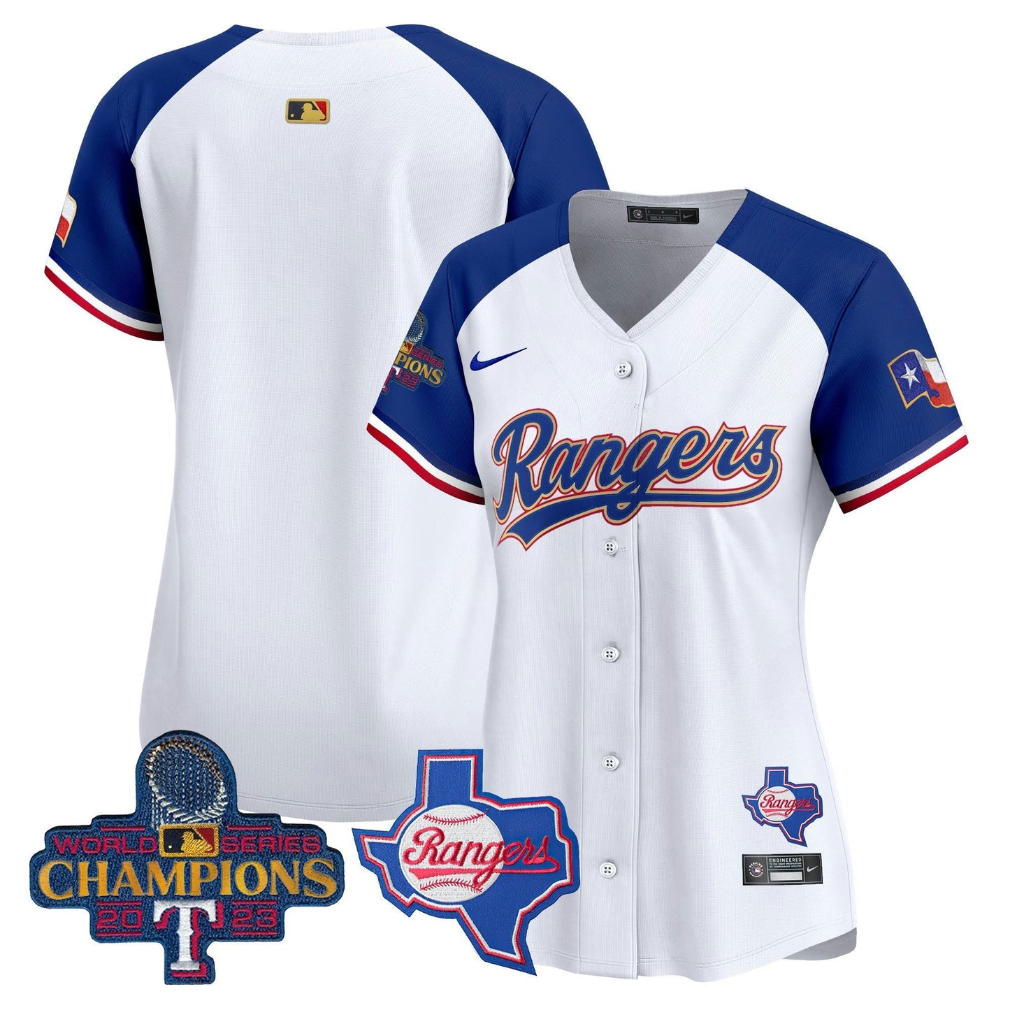Camisa MLB Women’s Texas 2023 World Series Champions Dourada Trim Vapor Premier Limited Jersey V2