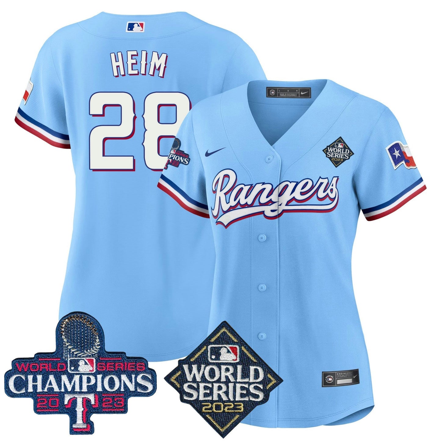 Camisa MLB Women’s Texas 2023 World Series Champions Jersey V4