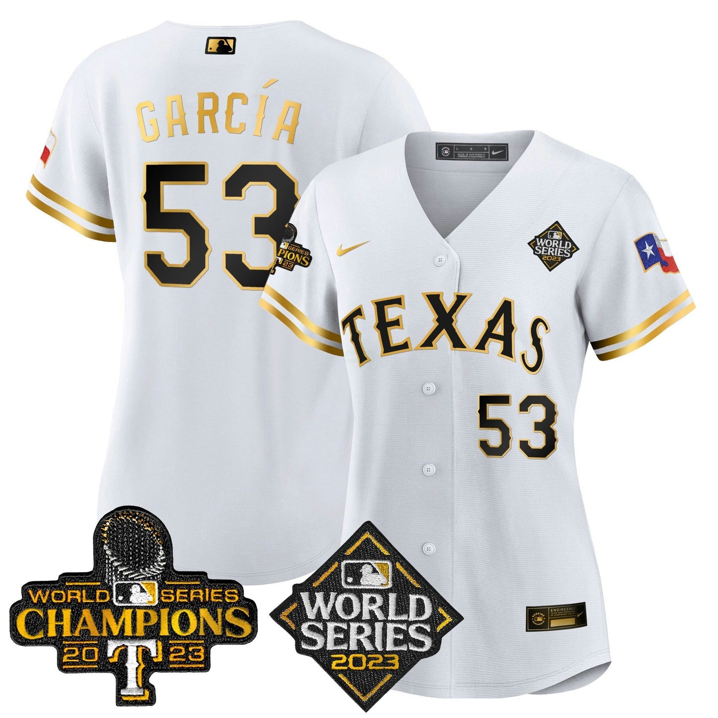 Camisa MLB Women’s Texas 2023 World Series Champions Jersey V4