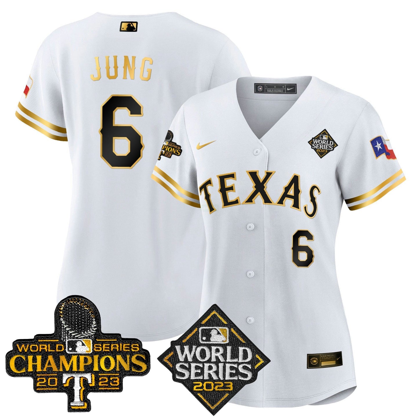Camisa MLB Women’s Texas 2023 World Series Champions Jersey V4