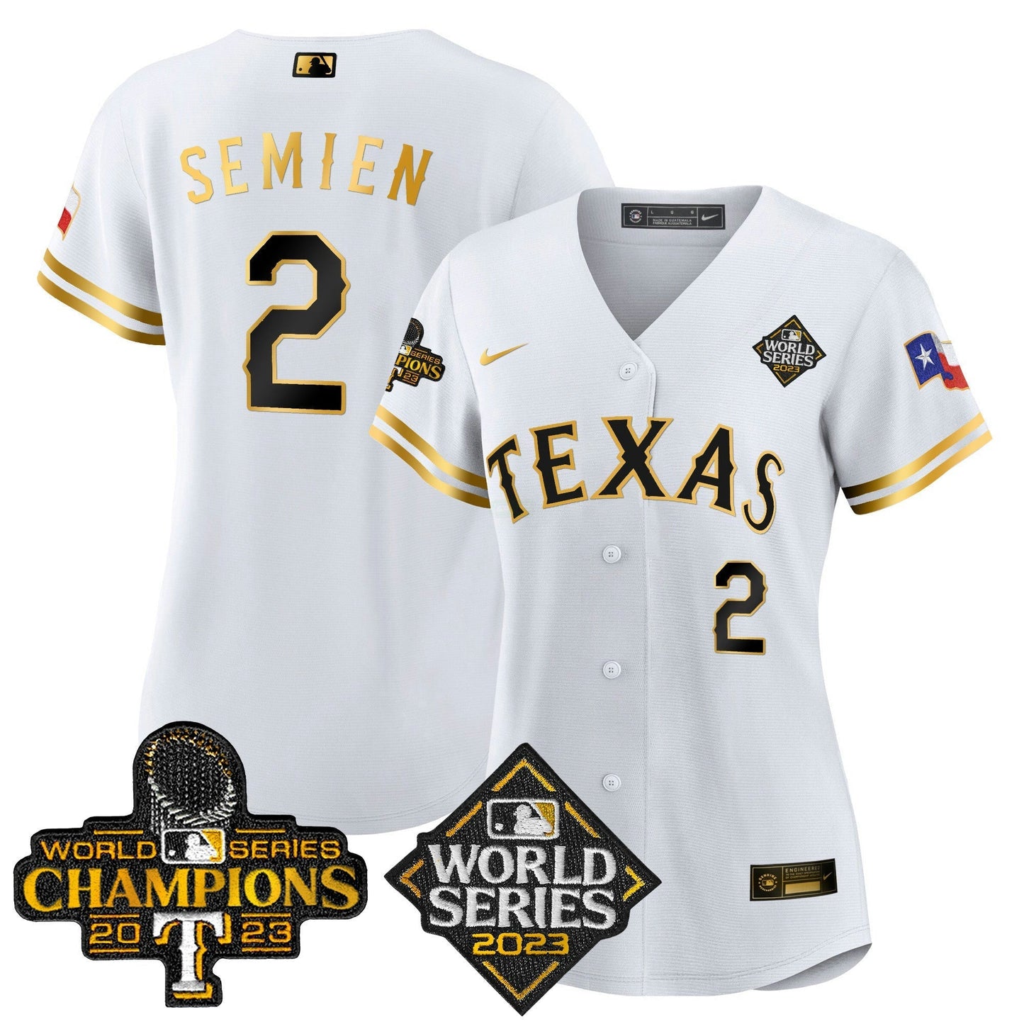 Camisa MLB Women’s Texas 2023 World Series Champions Jersey V4