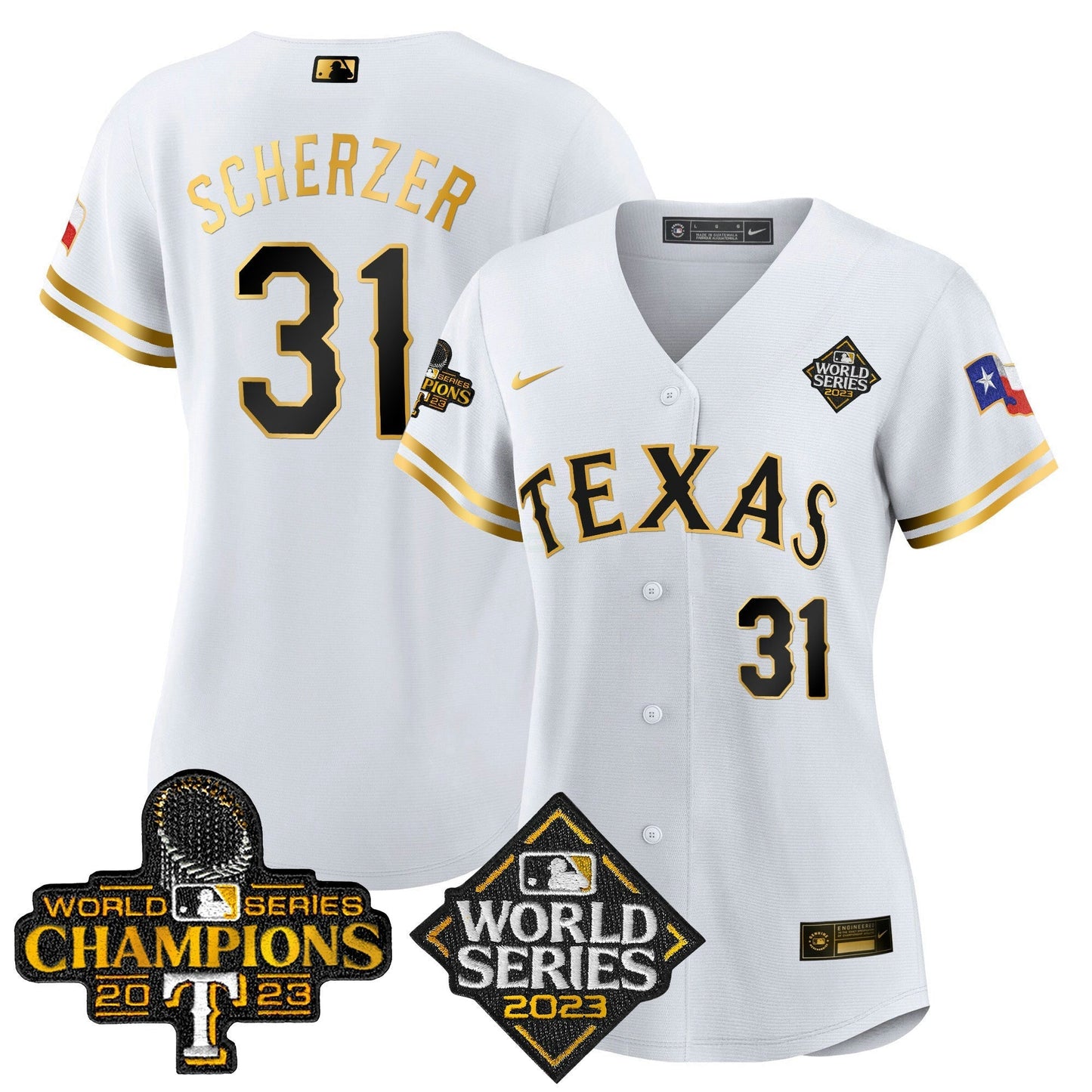 Camisa MLB Women’s Texas 2023 World Series Champions Jersey V4