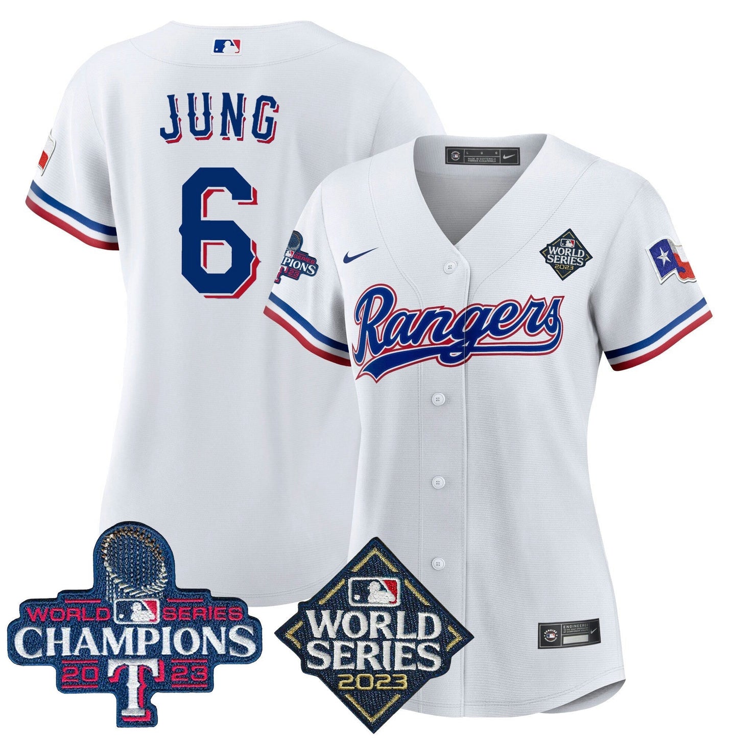 Camisa MLB Women’s Texas 2023 World Series Champions Jersey V4