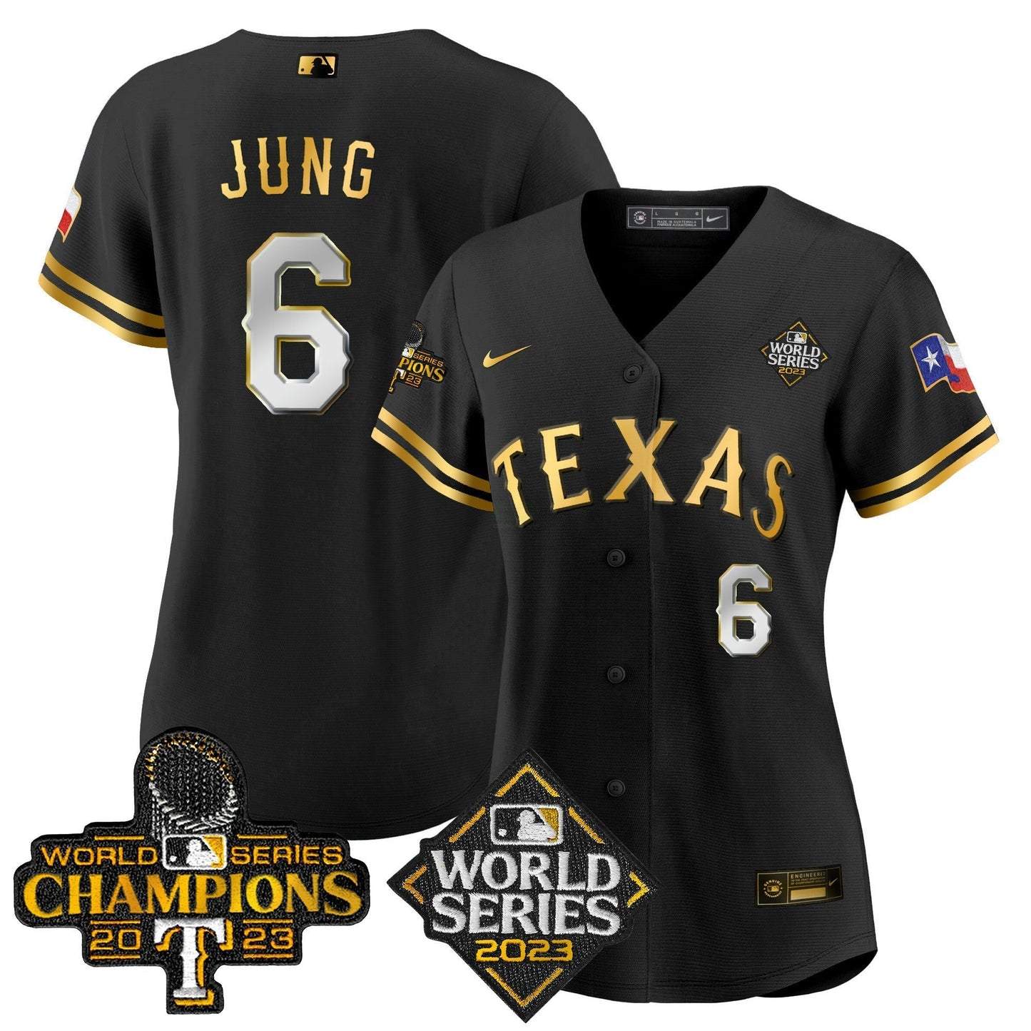 Camisa MLB Women’s Texas 2023 World Series Champions Jersey V4