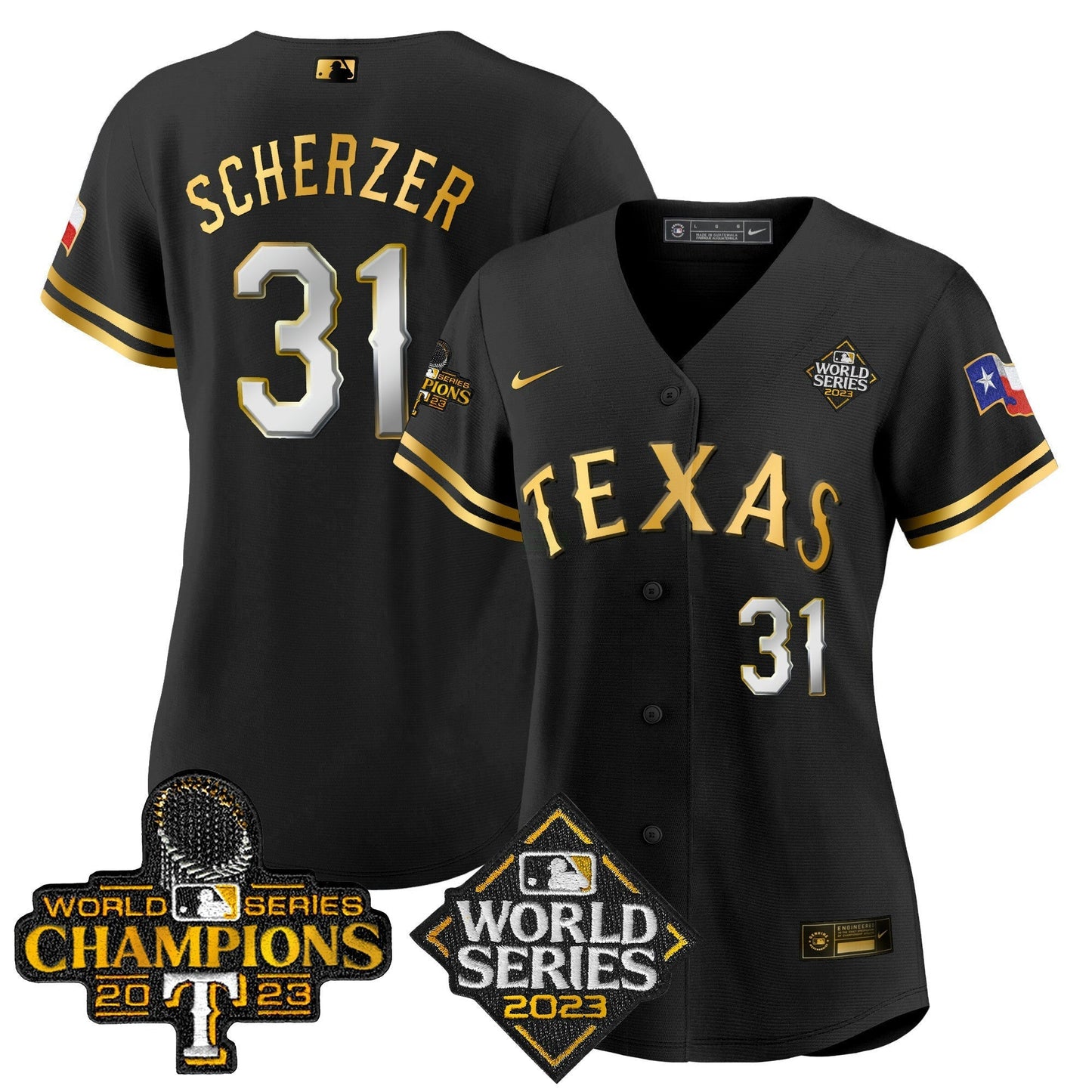 Camisa MLB Women’s Texas 2023 World Series Champions Jersey V4
