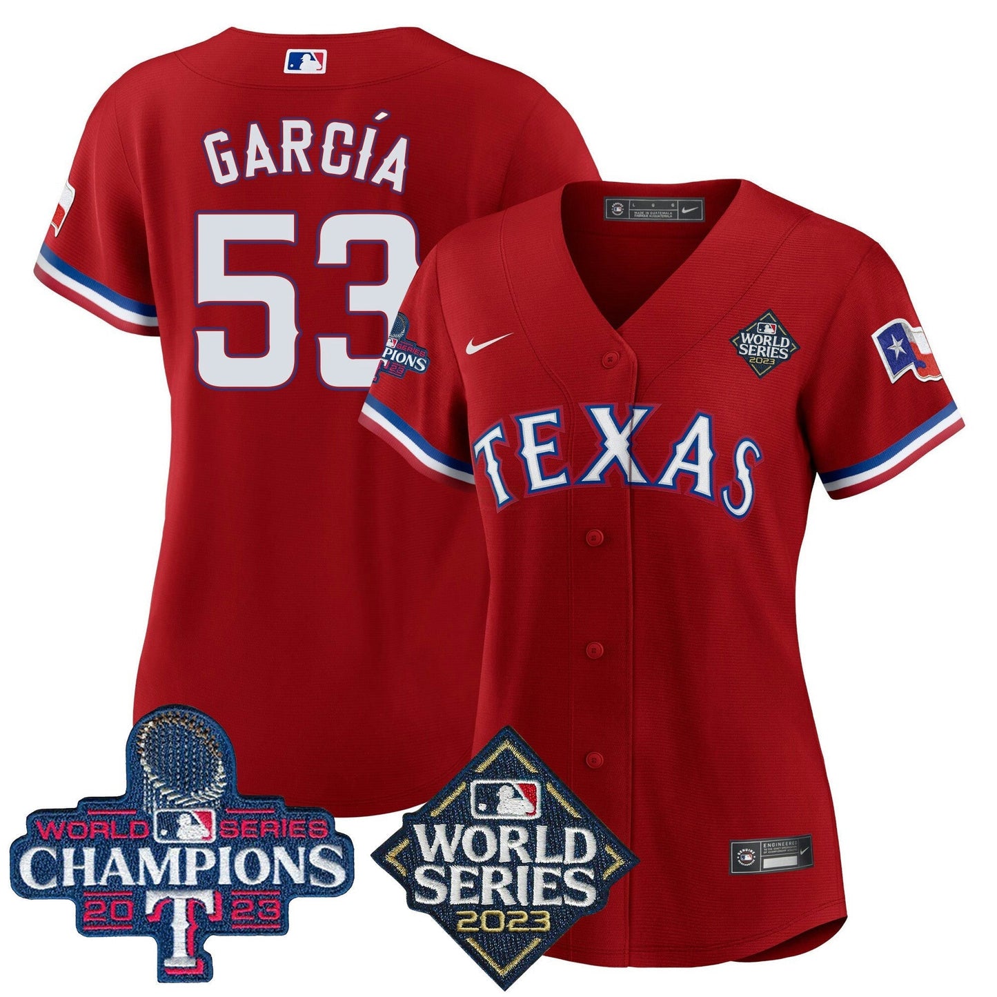 Camisa MLB Women’s Texas 2023 World Series Champions Jersey V4