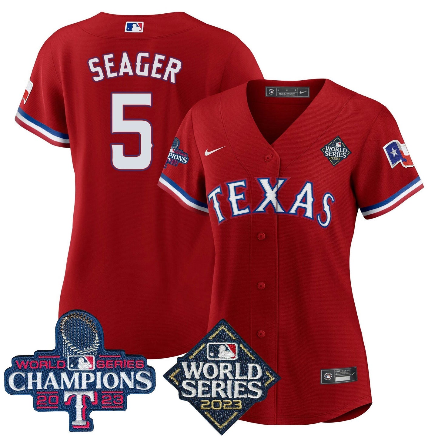 Camisa MLB Women’s Texas 2023 World Series Champions Jersey V4