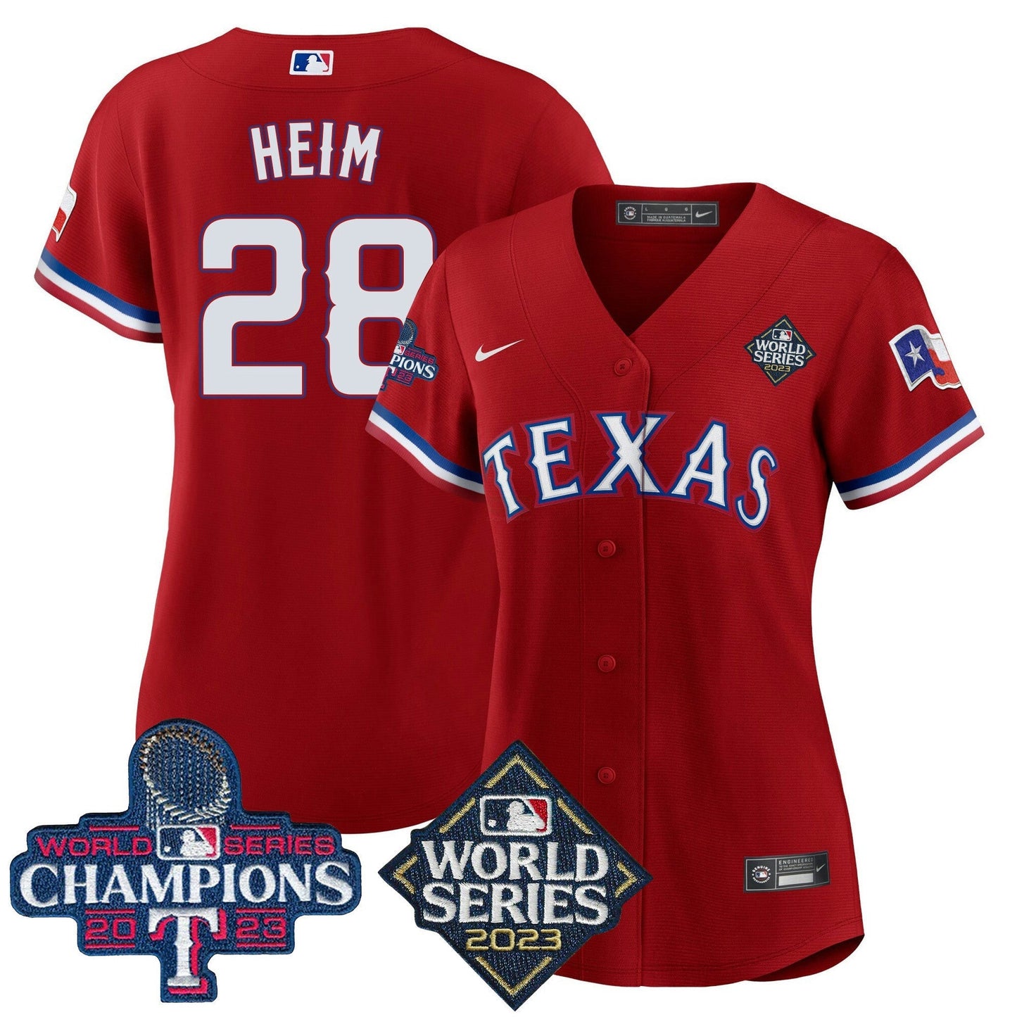 Camisa MLB Women’s Texas 2023 World Series Champions Jersey V4