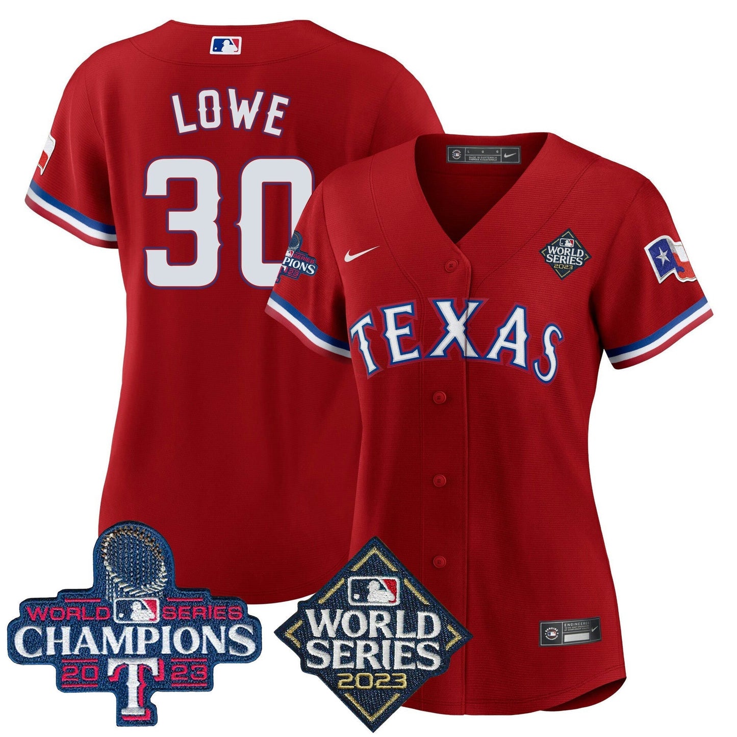 Camisa MLB Women’s Texas 2023 World Series Champions Jersey V4