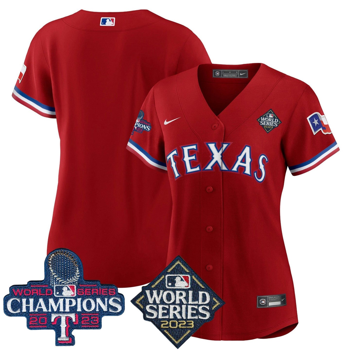Camisa MLB Women’s Texas 2023 World Series Champions Jersey V4