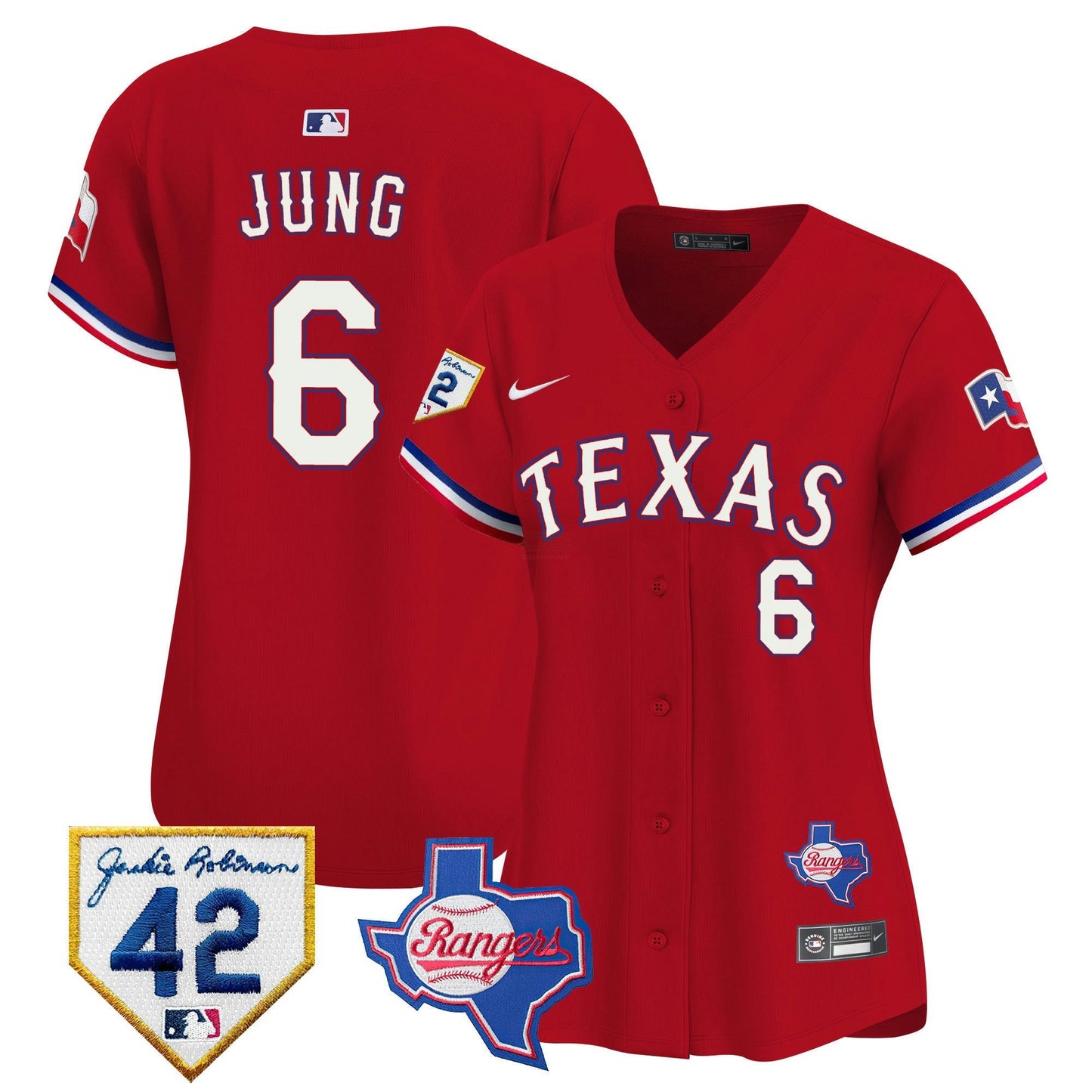 Camisa MLB Women’s Texas 2024 Jackie Robinson Patch Vapor Premier Limited Jersey