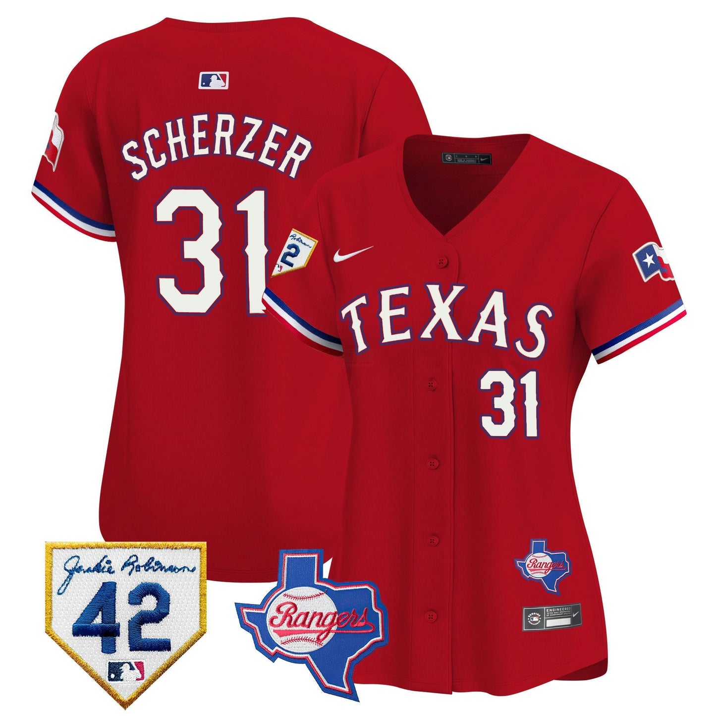 Camisa MLB Women’s Texas 2024 Jackie Robinson Patch Vapor Premier Limited Jersey