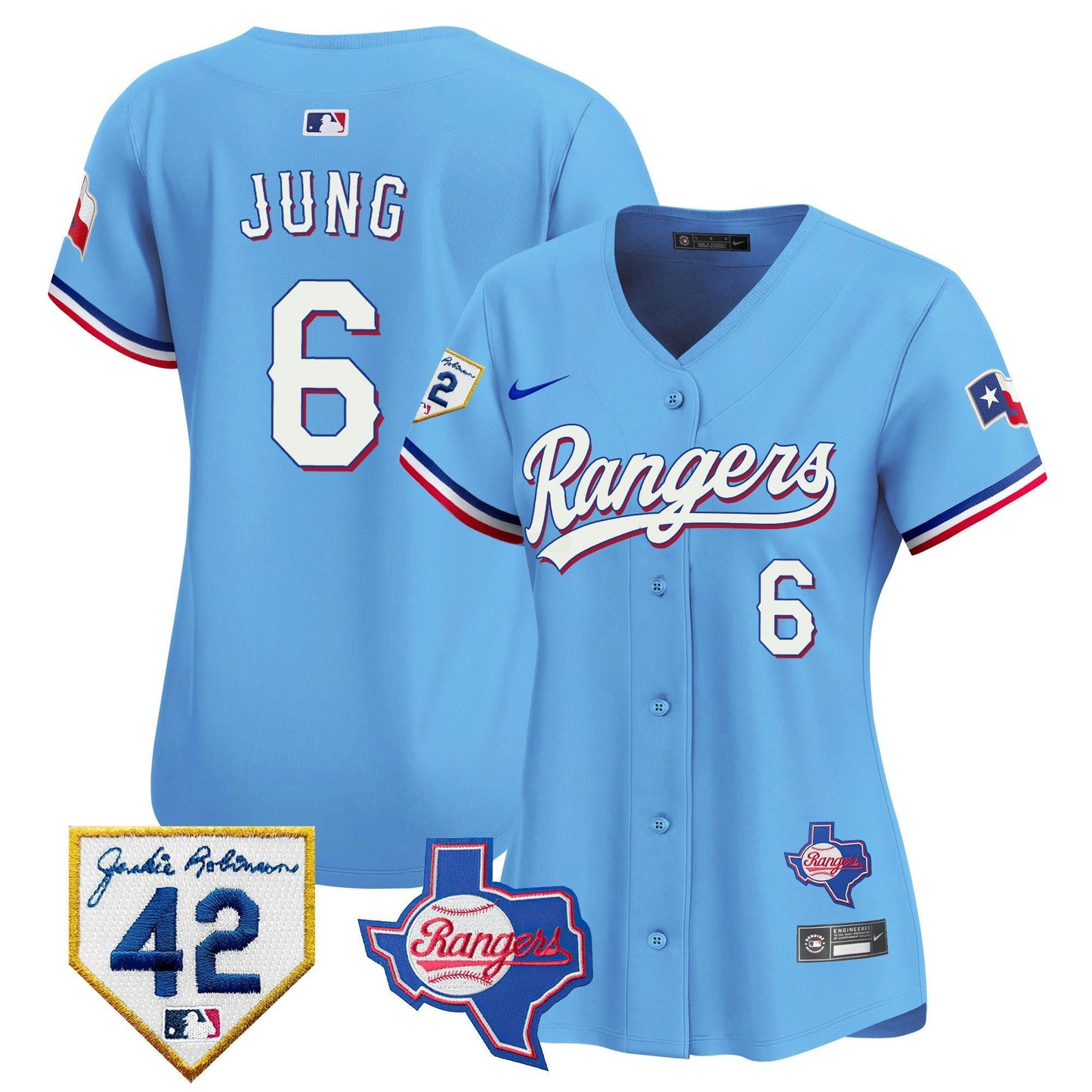 Camisa MLB Women’s Texas 2024 Jackie Robinson Patch Vapor Premier Limited Jersey