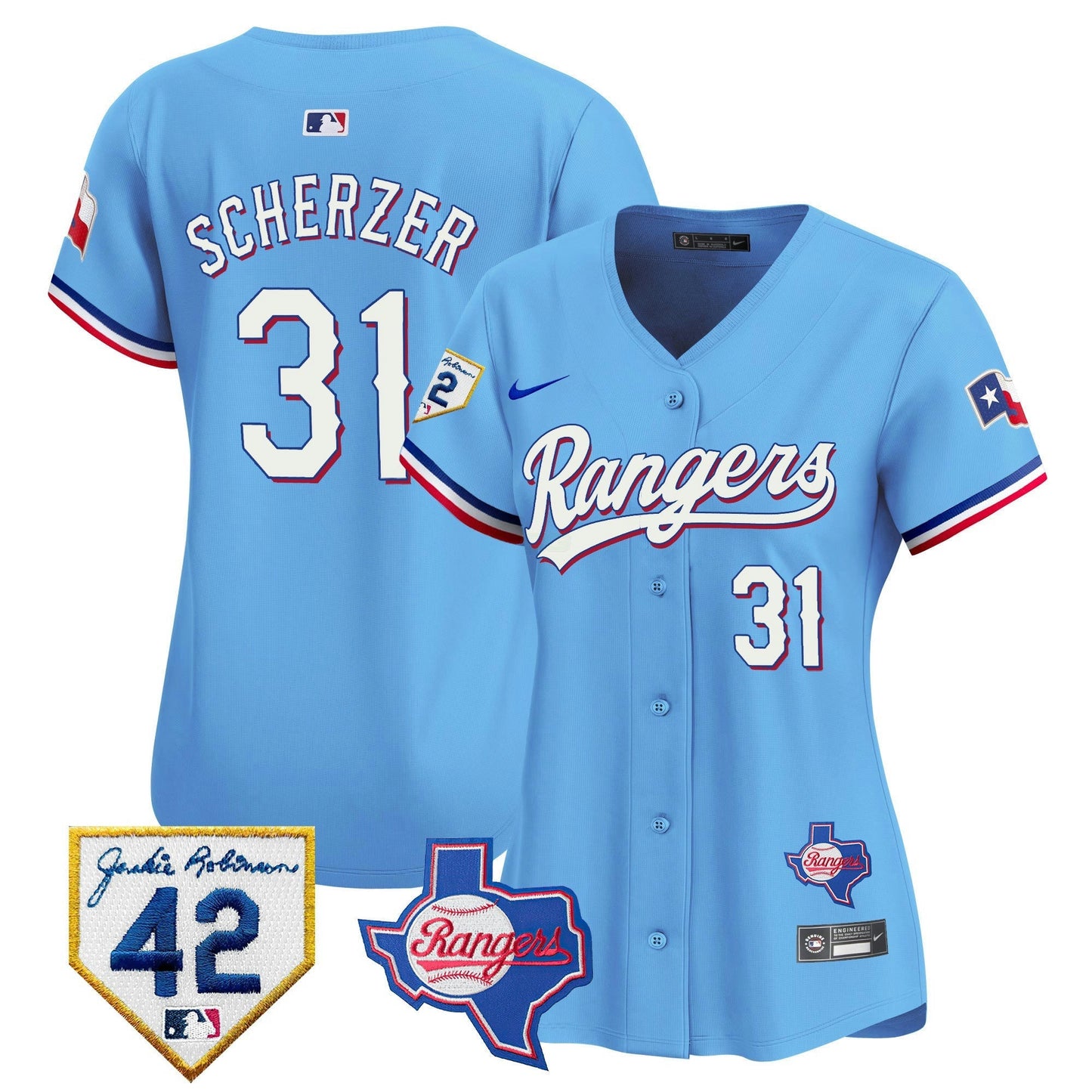 Camisa MLB Women’s Texas 2024 Jackie Robinson Patch Vapor Premier Limited Jersey