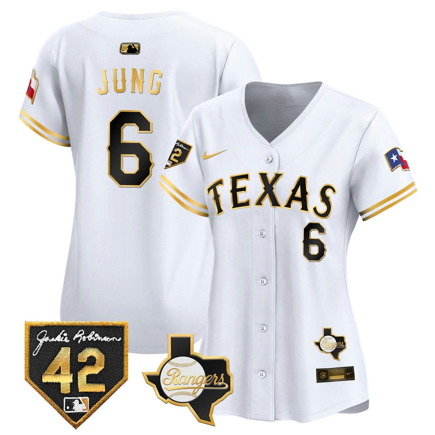 Camisa MLB Women’s Texas 2024 Jackie Robinson Patch Vapor Premier Limited Jersey