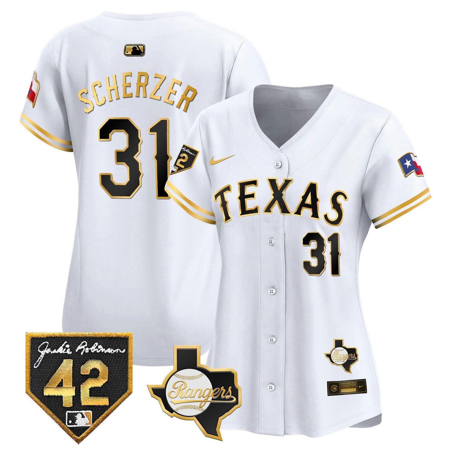Camisa MLB Women’s Texas 2024 Jackie Robinson Patch Vapor Premier Limited Jersey