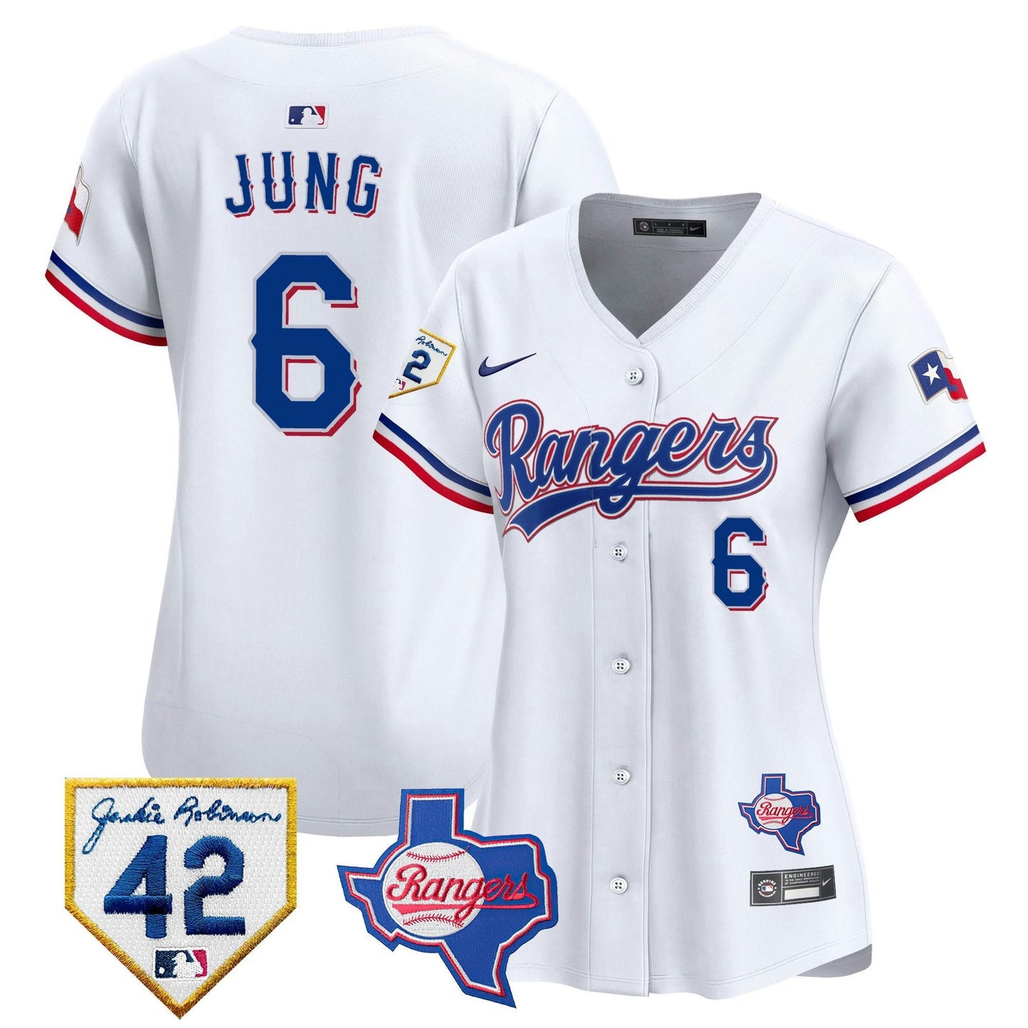 Camisa MLB Women’s Texas 2024 Jackie Robinson Patch Vapor Premier Limited Jersey