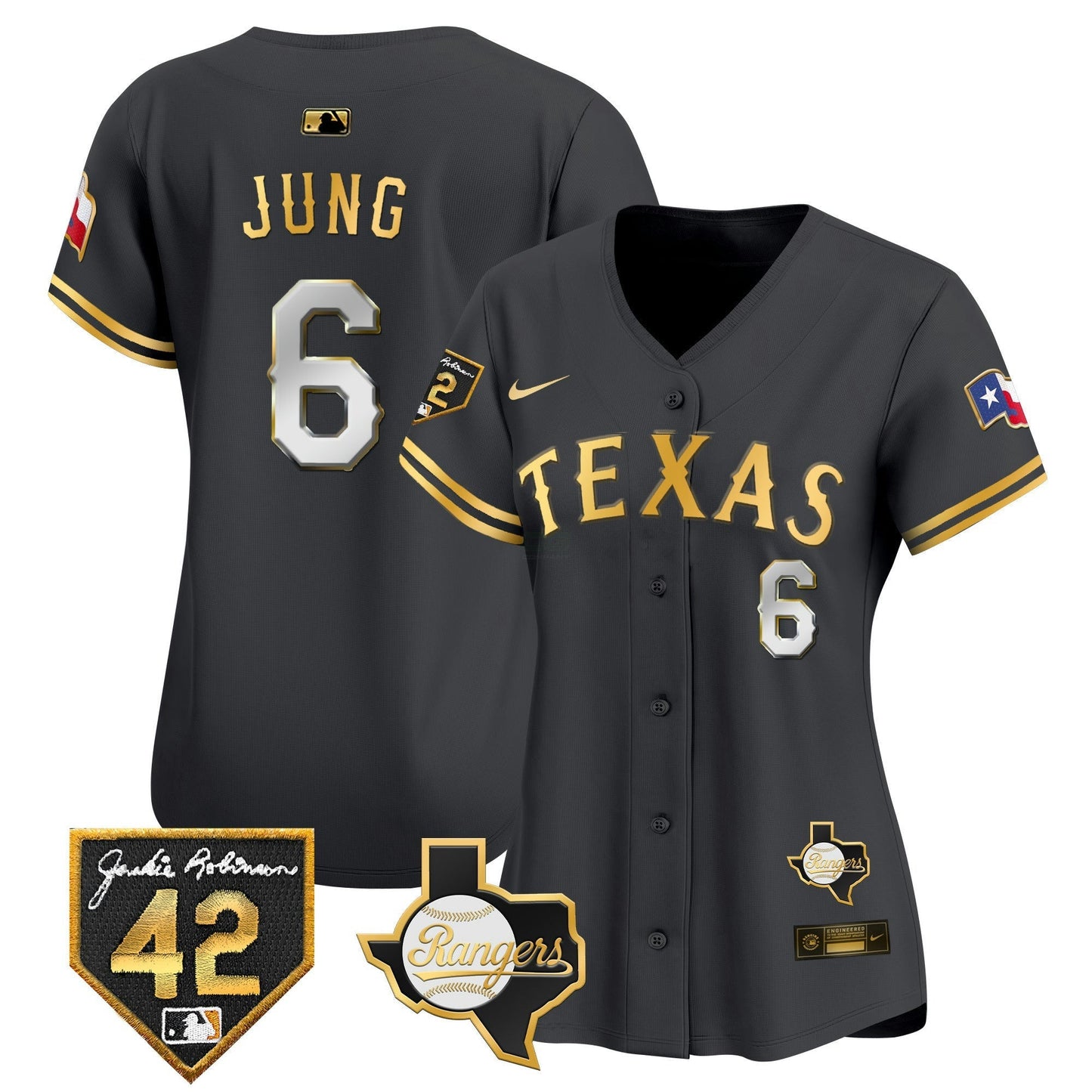 Camisa MLB Women’s Texas 2024 Jackie Robinson Patch Vapor Premier Limited Jersey