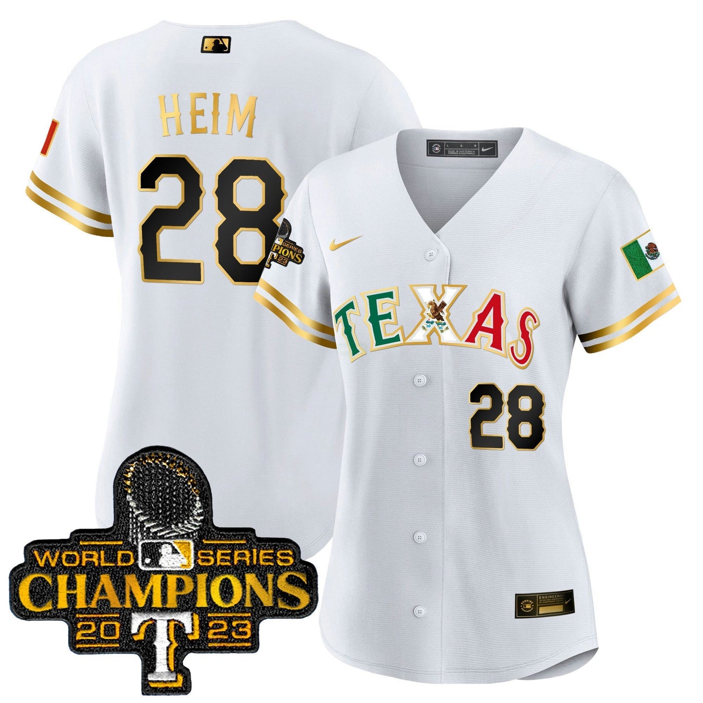 Camisa MLB Women’s Texas Mexico 2023 World Series Champions Jersey