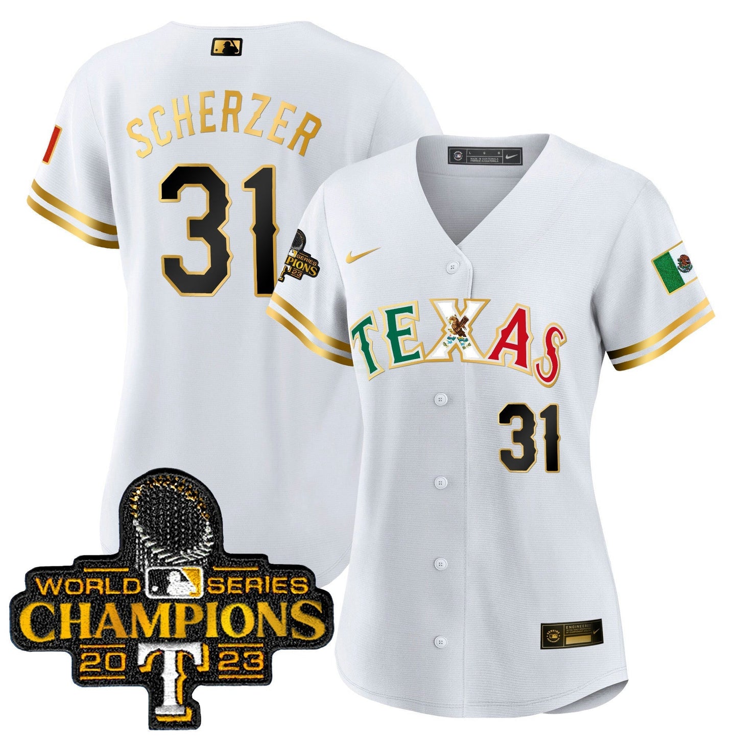 Camisa MLB Women’s Texas Mexico 2023 World Series Champions Jersey