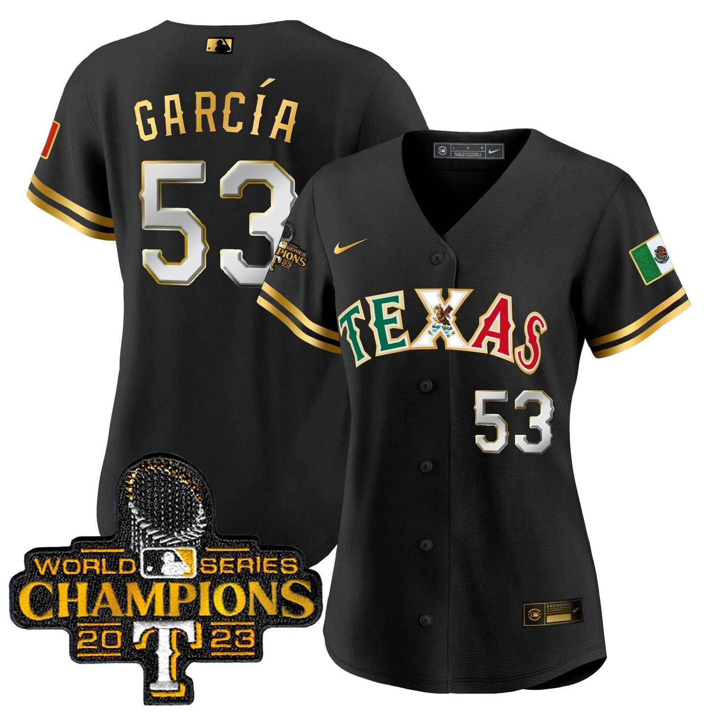 Camisa MLB Women’s Texas Mexico 2023 World Series Champions Jersey
