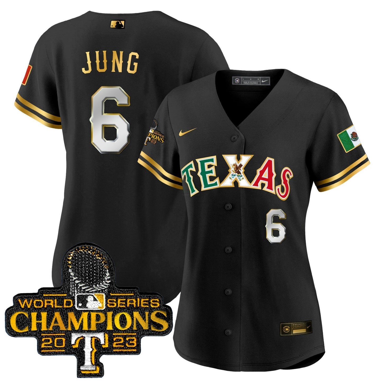 Camisa MLB Women’s Texas Mexico 2023 World Series Champions Jersey
