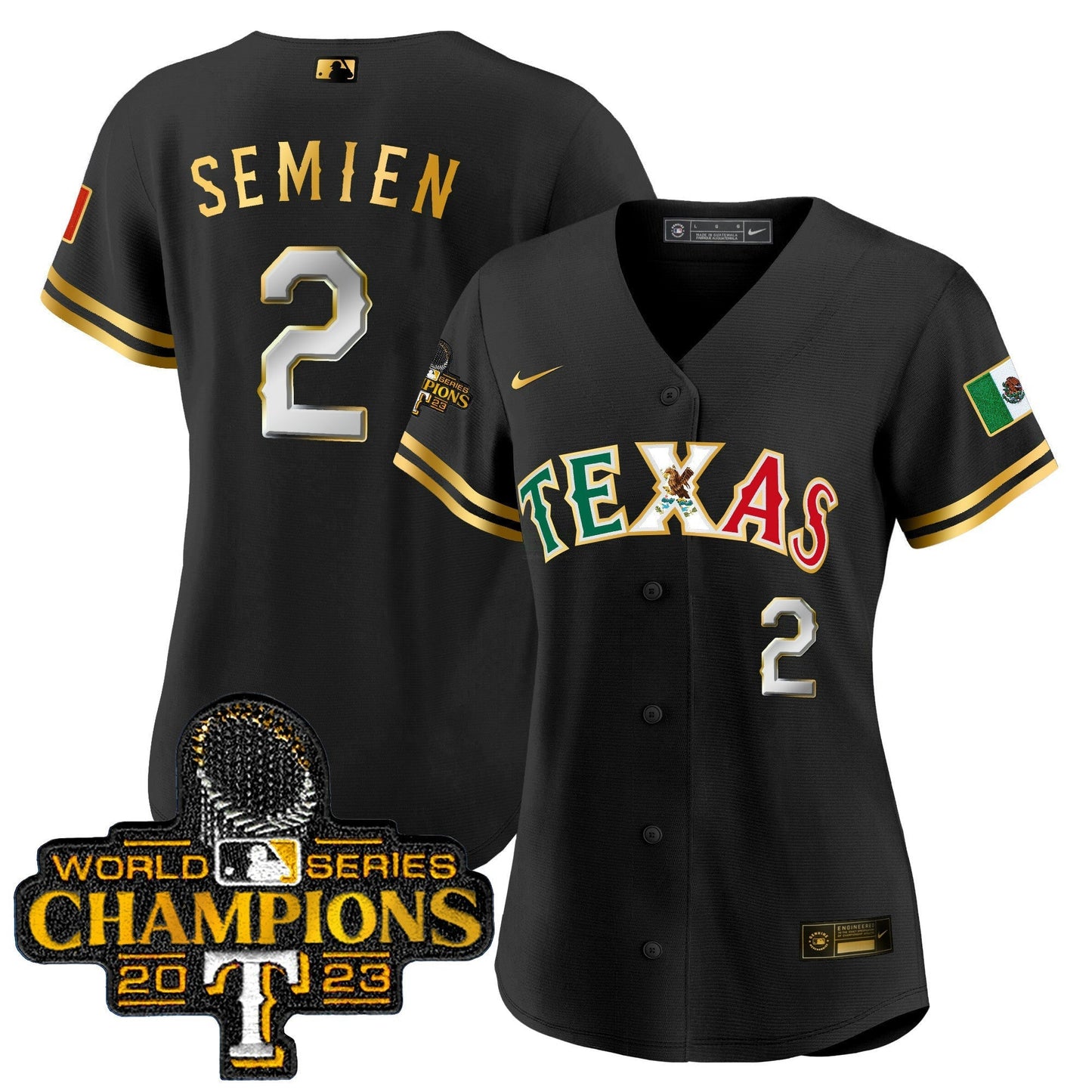 Camisa MLB Women’s Texas Mexico 2023 World Series Champions Jersey