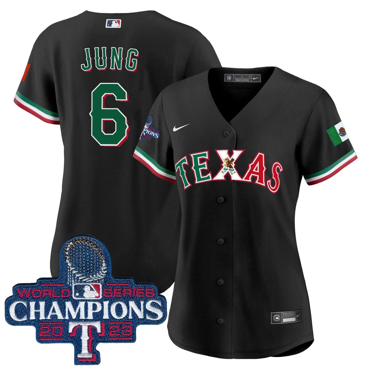 Camisa MLB Women’s Texas Mexico 2023 World Series Champions Jersey