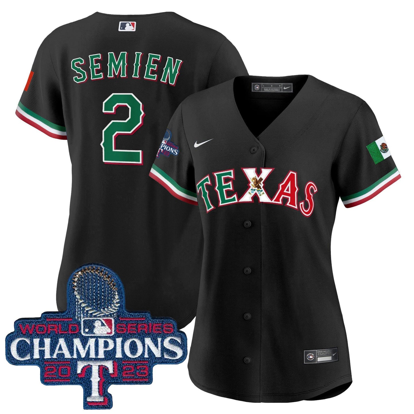 Camisa MLB Women’s Texas Mexico 2023 World Series Champions Jersey
