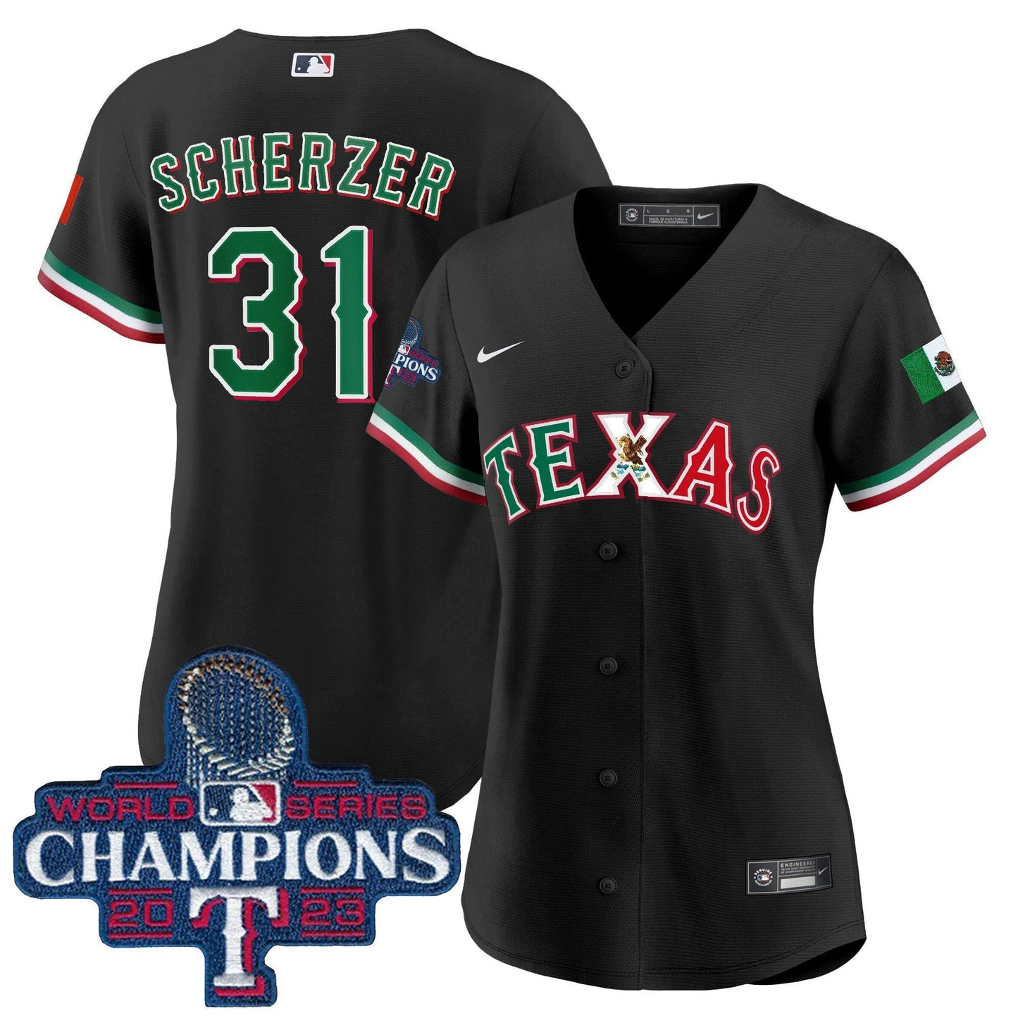 Camisa MLB Women’s Texas Mexico 2023 World Series Champions Jersey