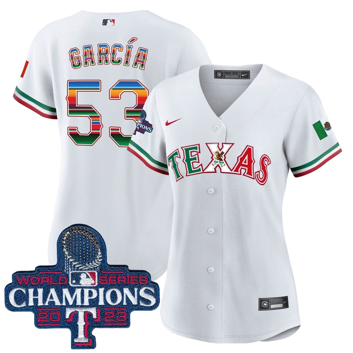Camisa MLB Women’s Texas Mexico 2023 World Series Champions Jersey V2