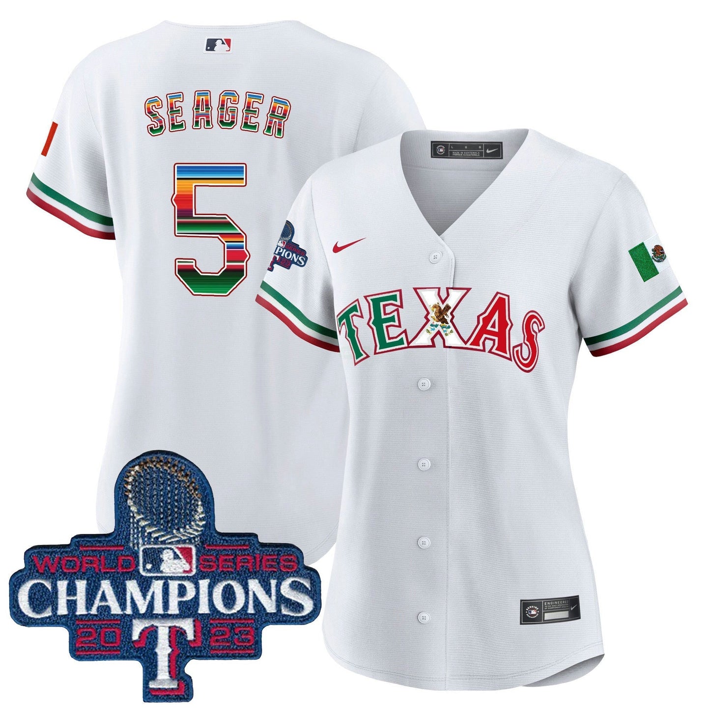 Camisa MLB Women’s Texas Mexico 2023 World Series Champions Jersey V2