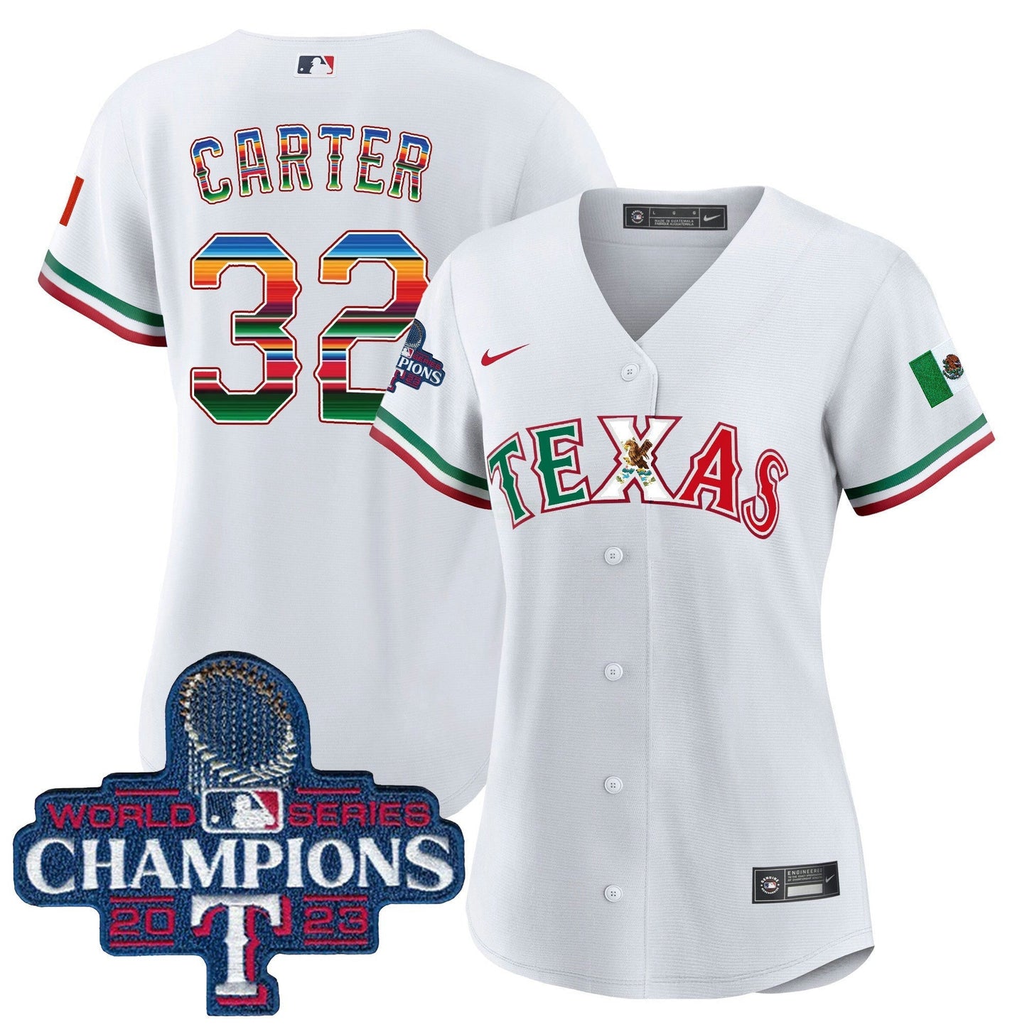 Camisa MLB Women’s Texas Mexico 2023 World Series Champions Jersey V2