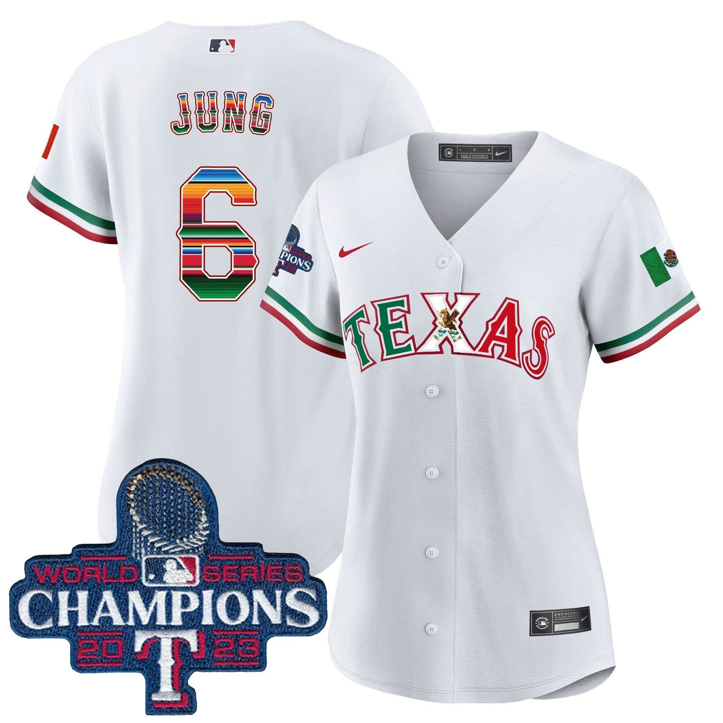 Camisa MLB Women’s Texas Mexico 2023 World Series Champions Jersey V2