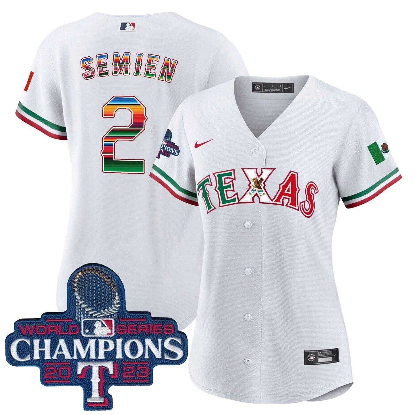 Camisa MLB Women’s Texas Mexico 2023 World Series Champions Jersey V2