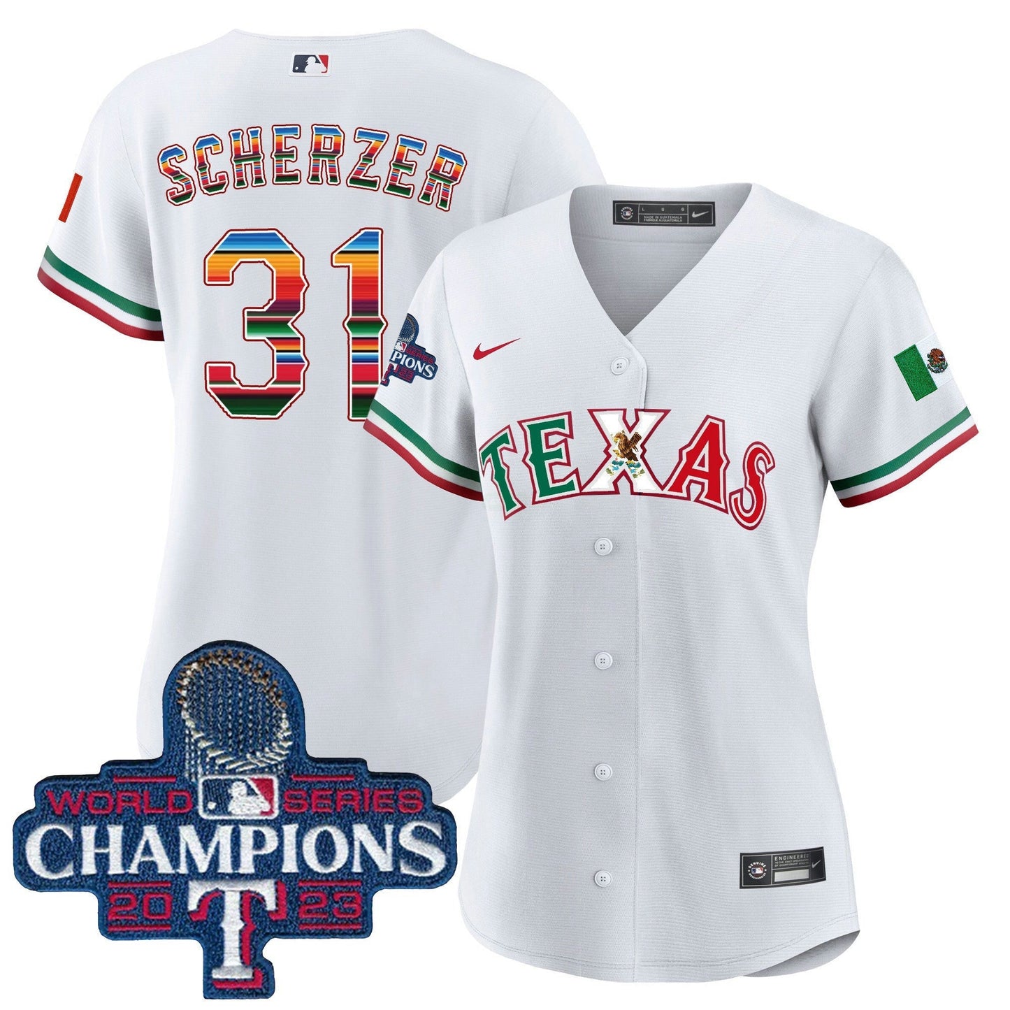Camisa MLB Women’s Texas Mexico 2023 World Series Champions Jersey V2
