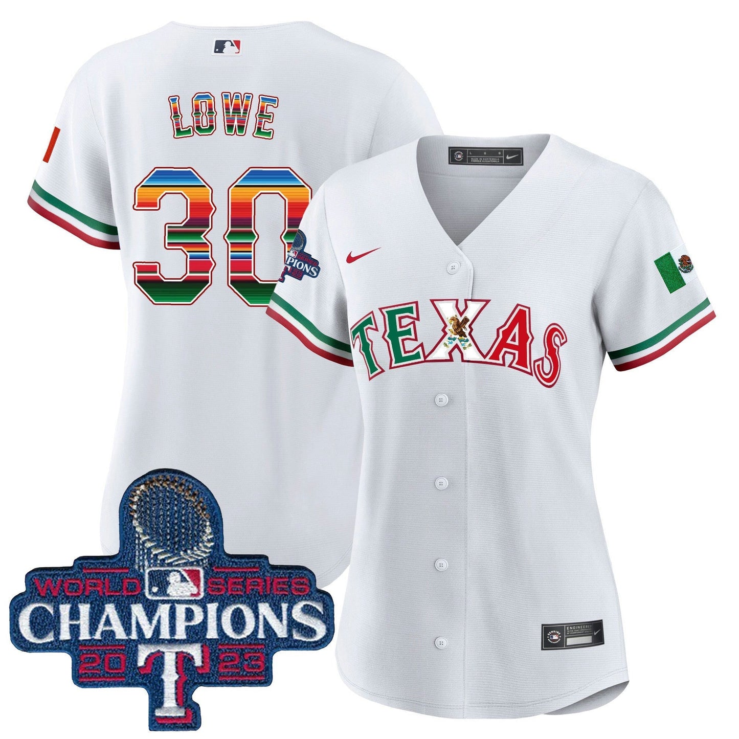 Camisa MLB Women’s Texas Mexico 2023 World Series Champions Jersey V2