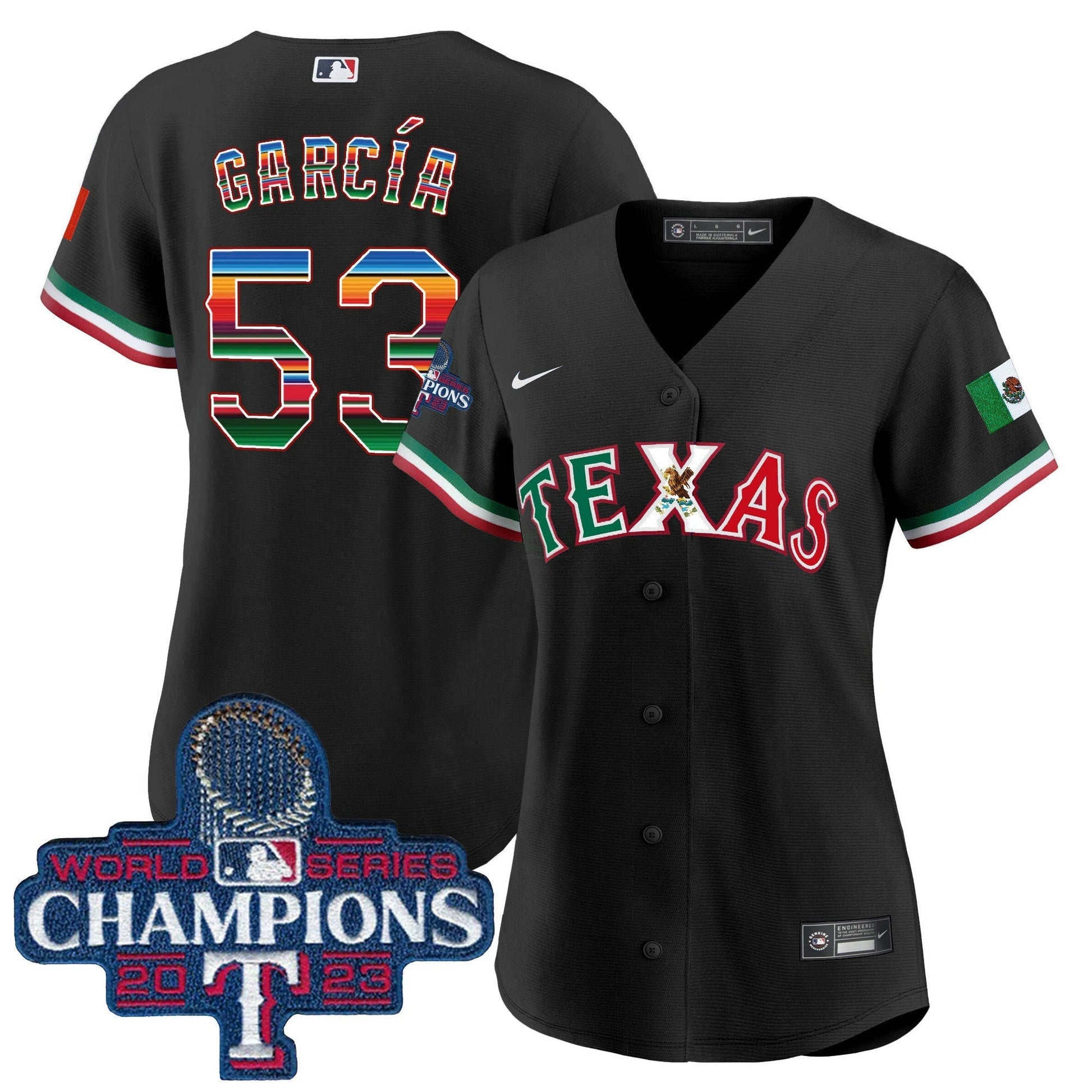Camisa MLB Women’s Texas Mexico 2023 World Series Champions Jersey V2