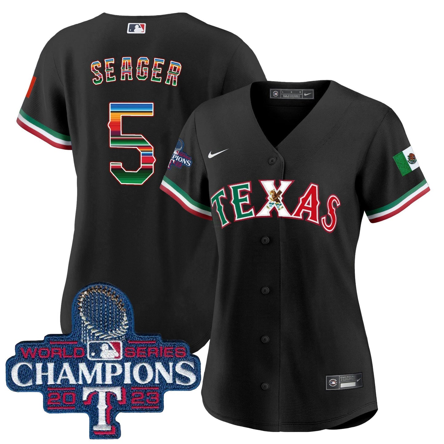 Camisa MLB Women’s Texas Mexico 2023 World Series Champions Jersey V2