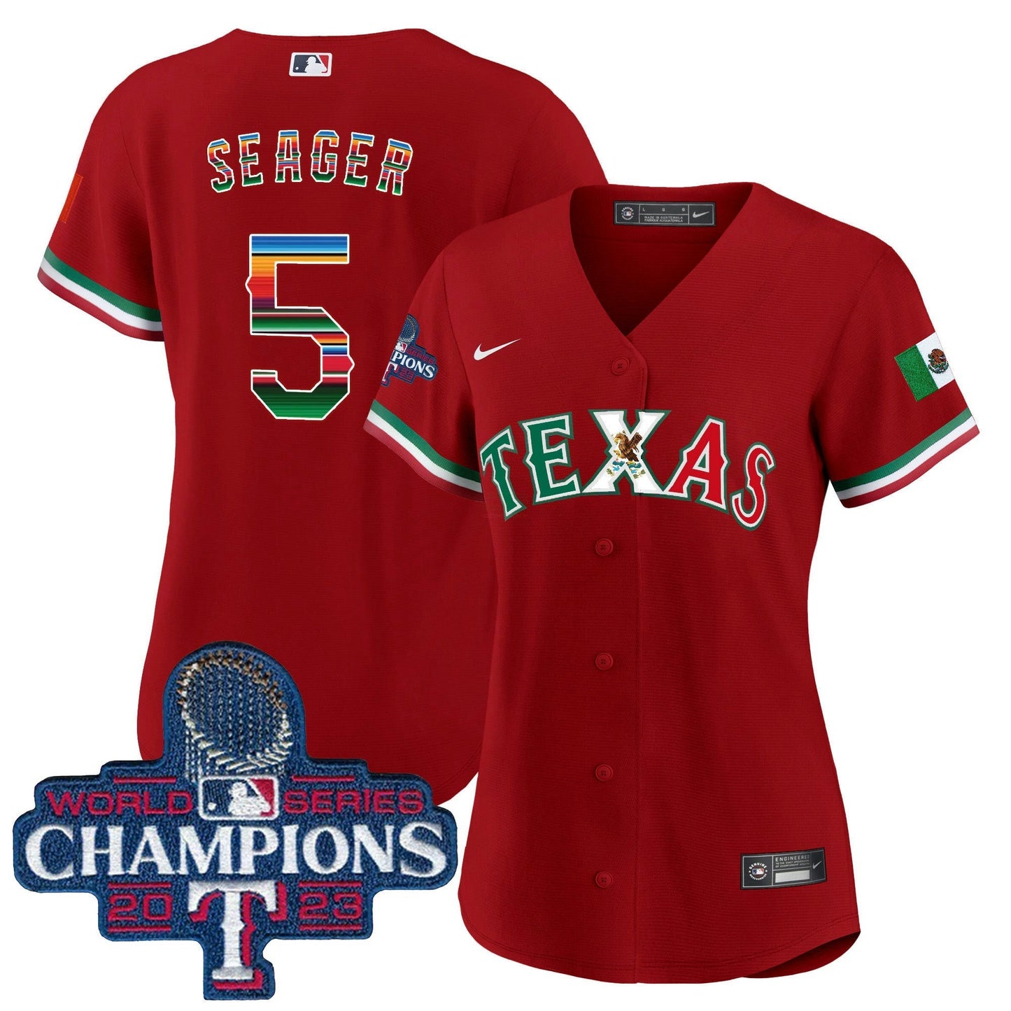 Camisa MLB Women’s Texas Mexico 2023 World Series Champions Jersey V2